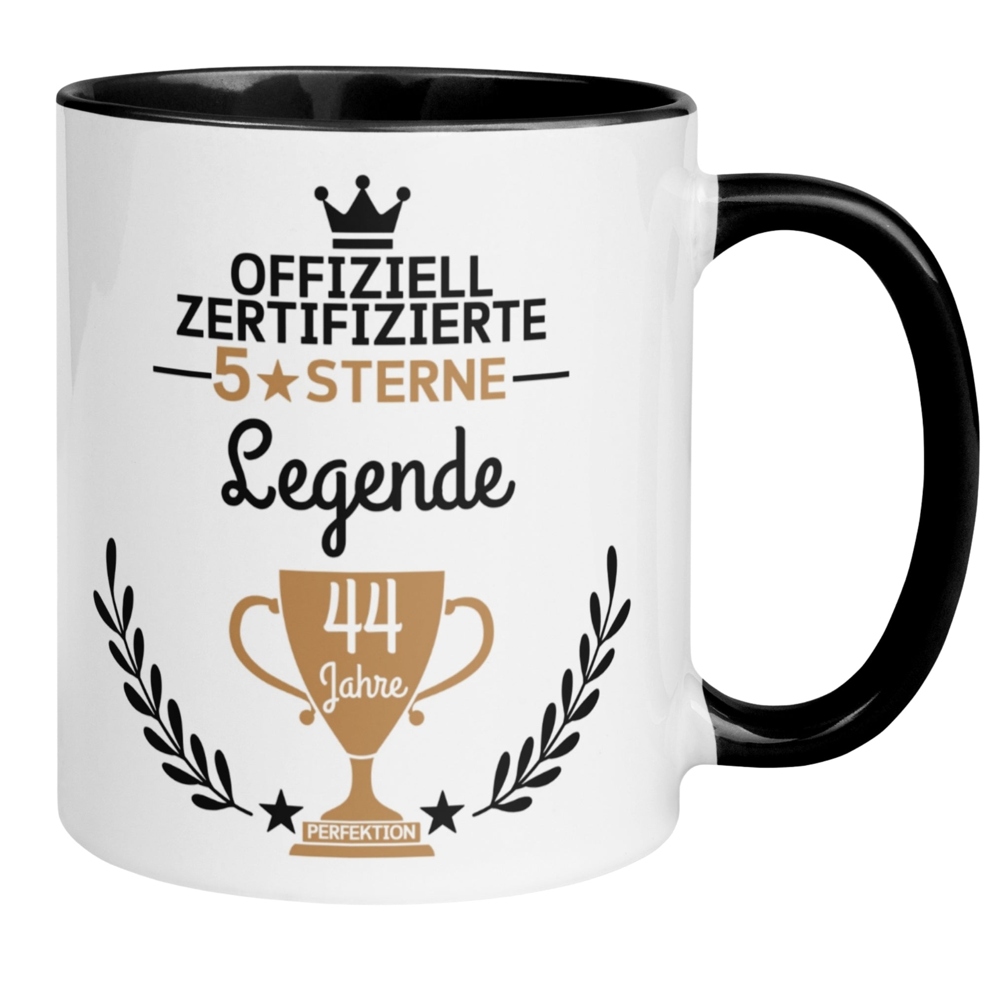 Tasse 44. Geburtstag Mann Frau – „Zertifizierte 5 Sterne Legende“ – Geschenk zum Geburtstag Männer Frauen