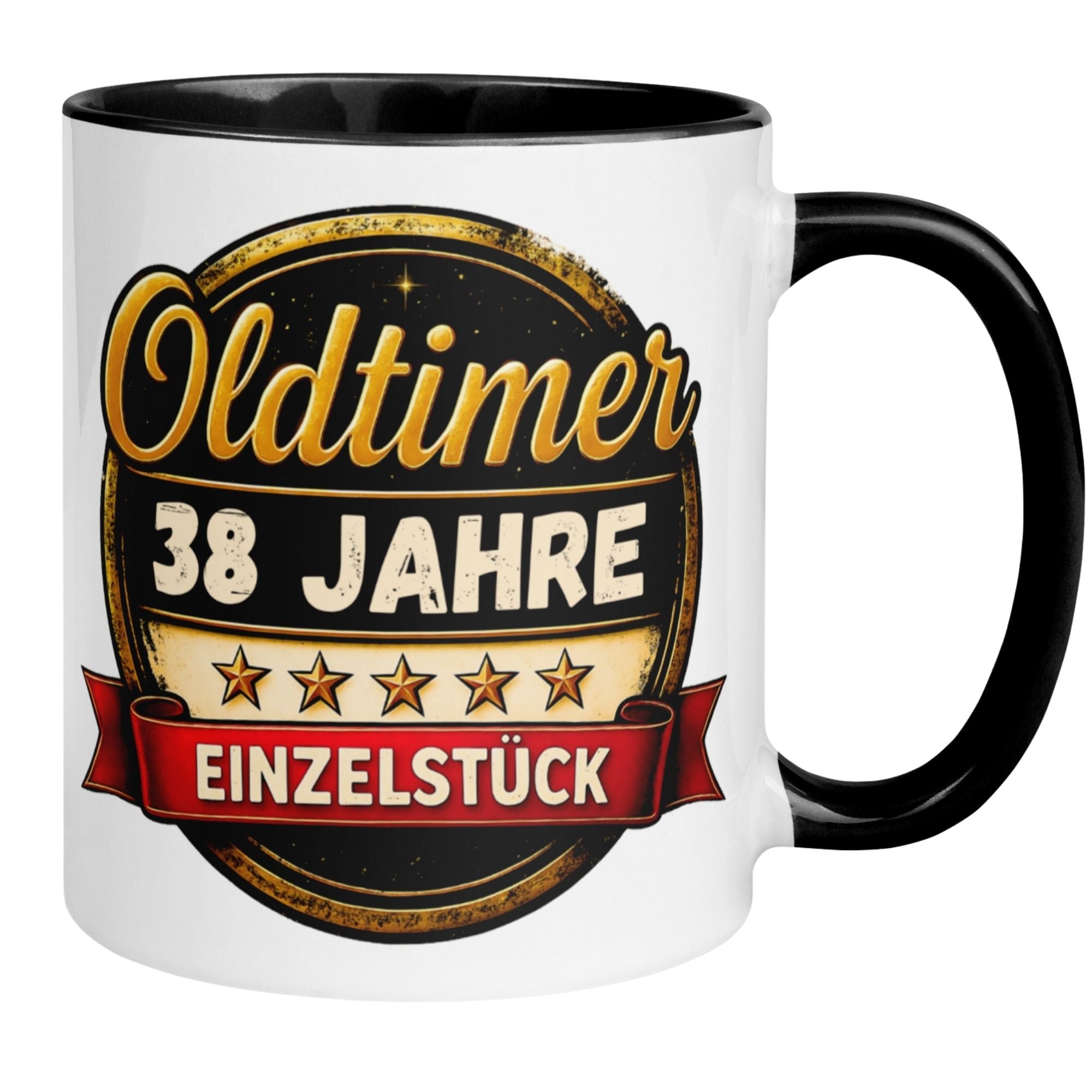 Tasse 38. Geburtstag Mann Frau – „Oldtimer – 38 Jahre – Einzelstück“ – Geschenk zum Geburtstag Männer Frauen