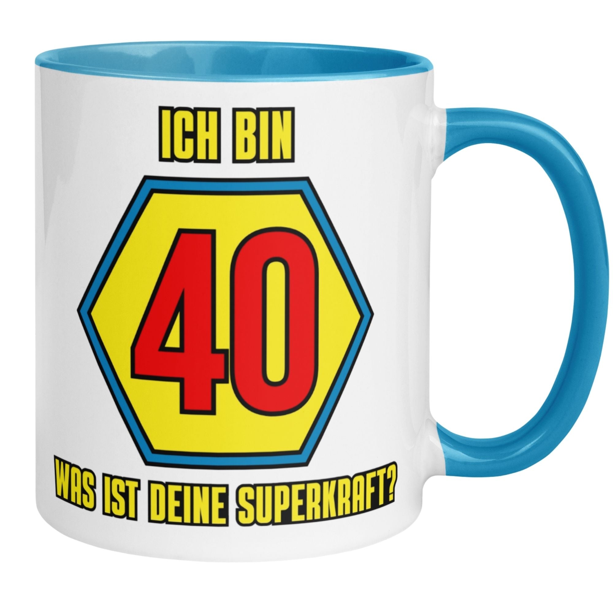 Tasse 40. Geburtstag Mann – „Ich bin 40 und was ist deine Superkraft“ – Geschenk zum Geburtstag für Männer