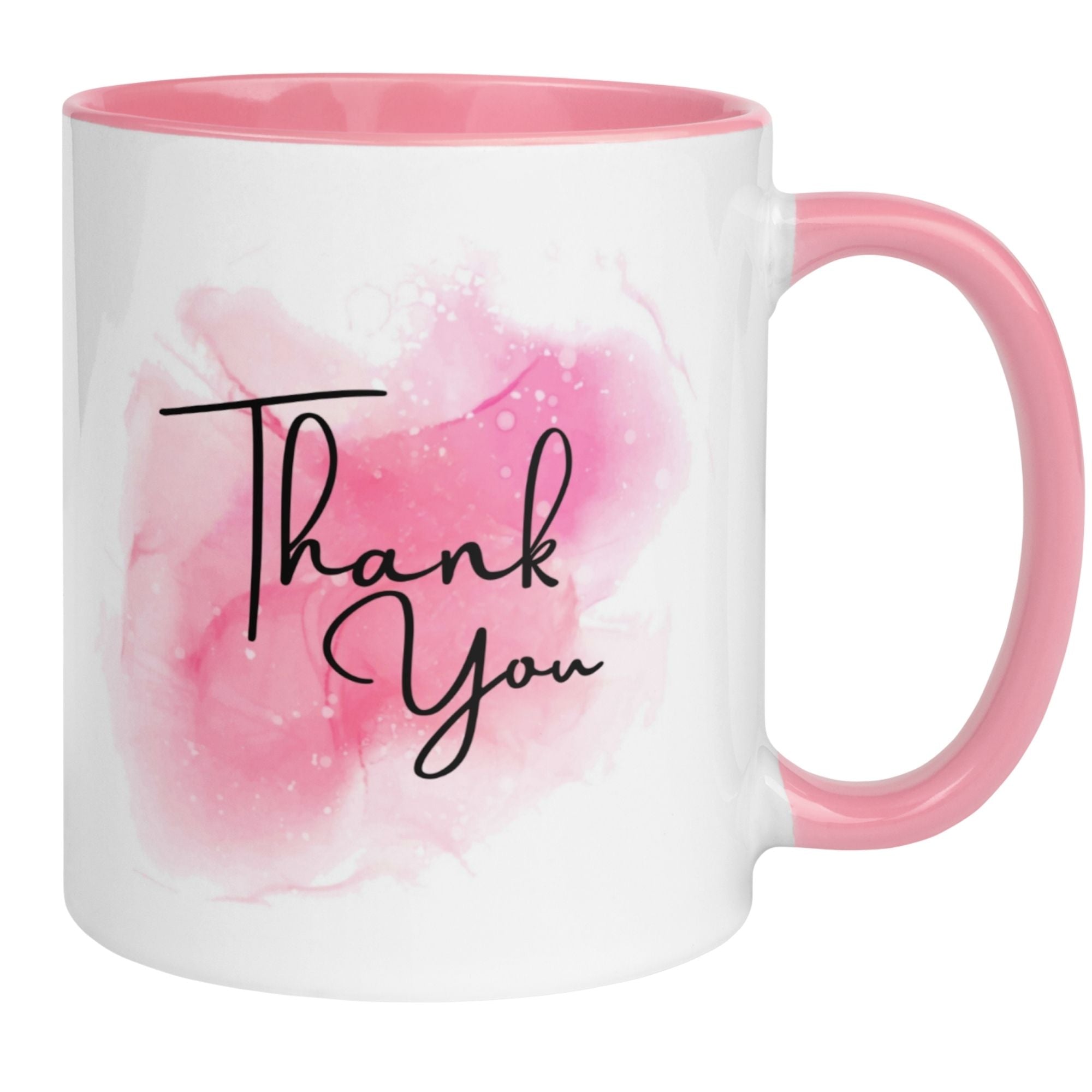 Momentals® Tasse mit rosa Akzenten und Aquarellmotiv, ideal um Danke zu sagen.