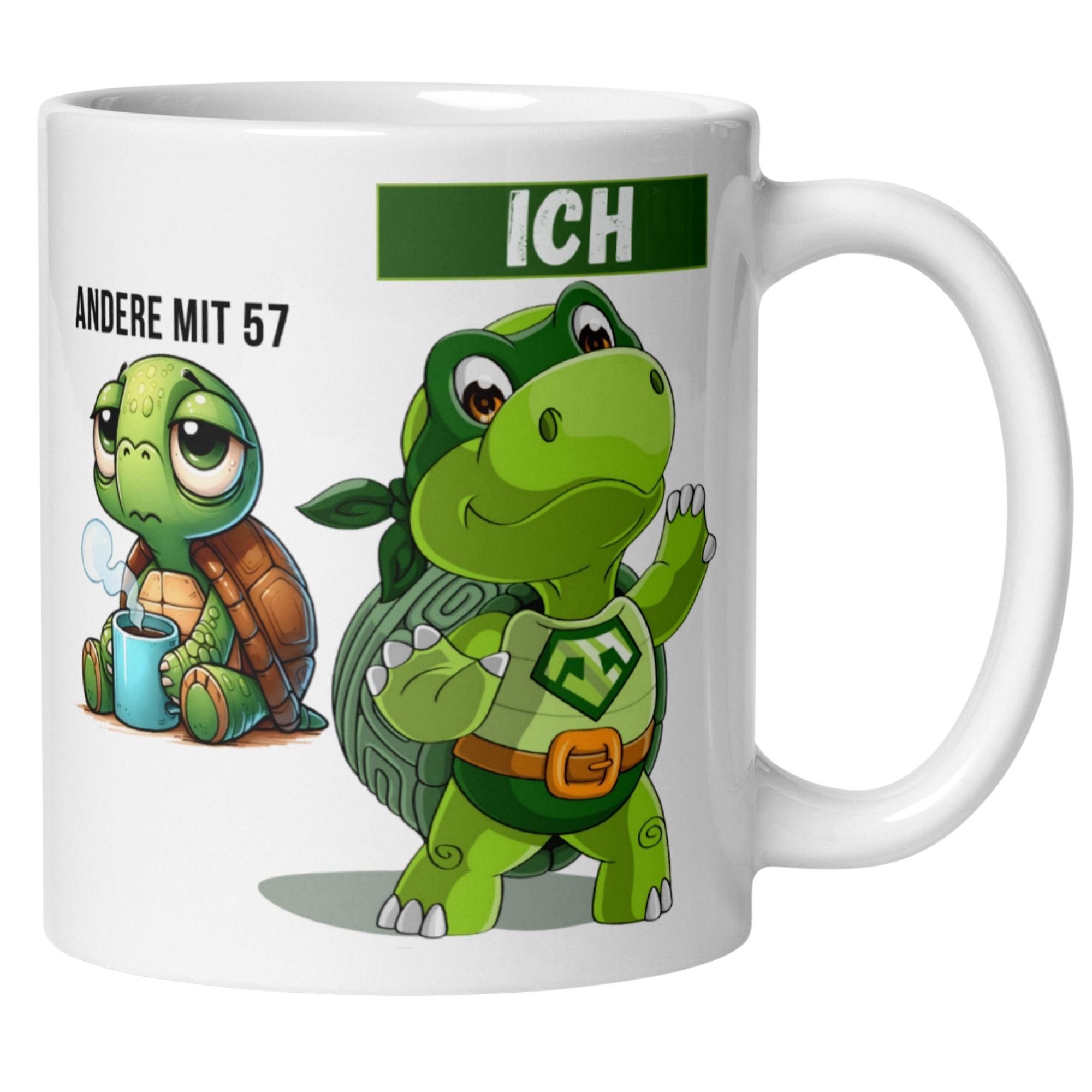 Momentals® Tasse 57. Geburtstag | Schildkröte & Spruch | Andere mit 57 und Ich • Momentals