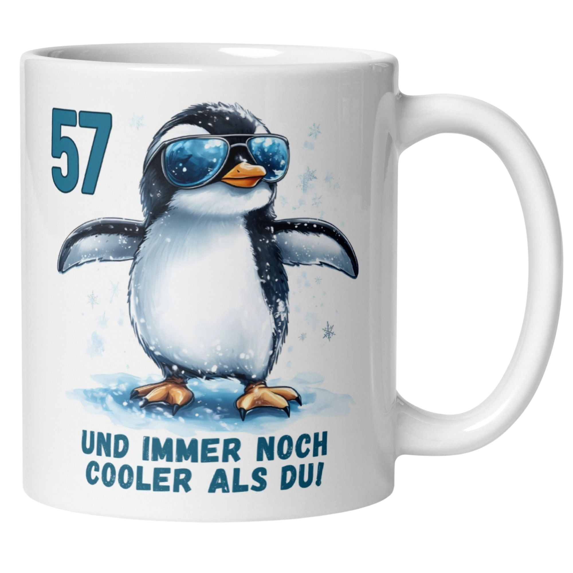 Momentals® Tasse 57. Geburtstag | Pinguin & Spruch | 57 und immer noch cooler als du • Momentals