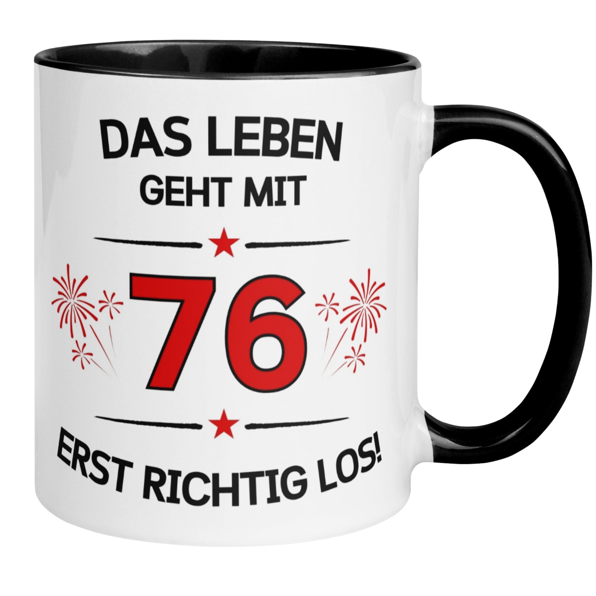 Tasse 76. Geburtstag Mann Frau – „Das Leben geht mit 76 erst Los“ – Geschenk zum Geburtstag Männer Frauen