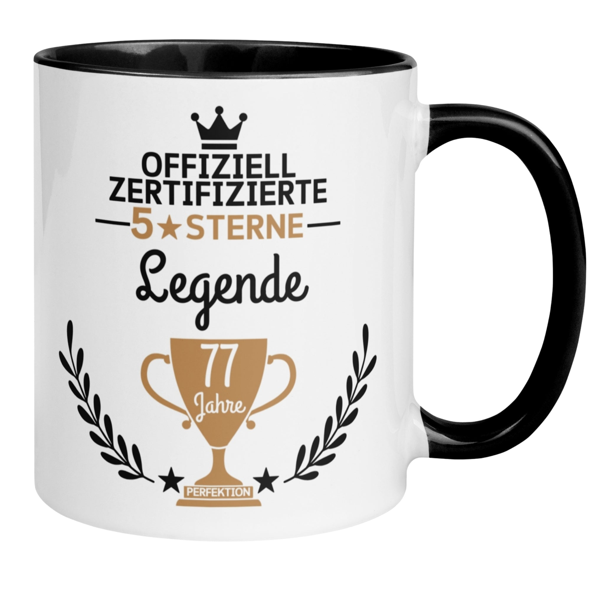 Tasse 77. Geburtstag Mann Frau – „Zertifizierte 5 Sterne Legende“ – Geschenk zum Geburtstag Männer Frauen