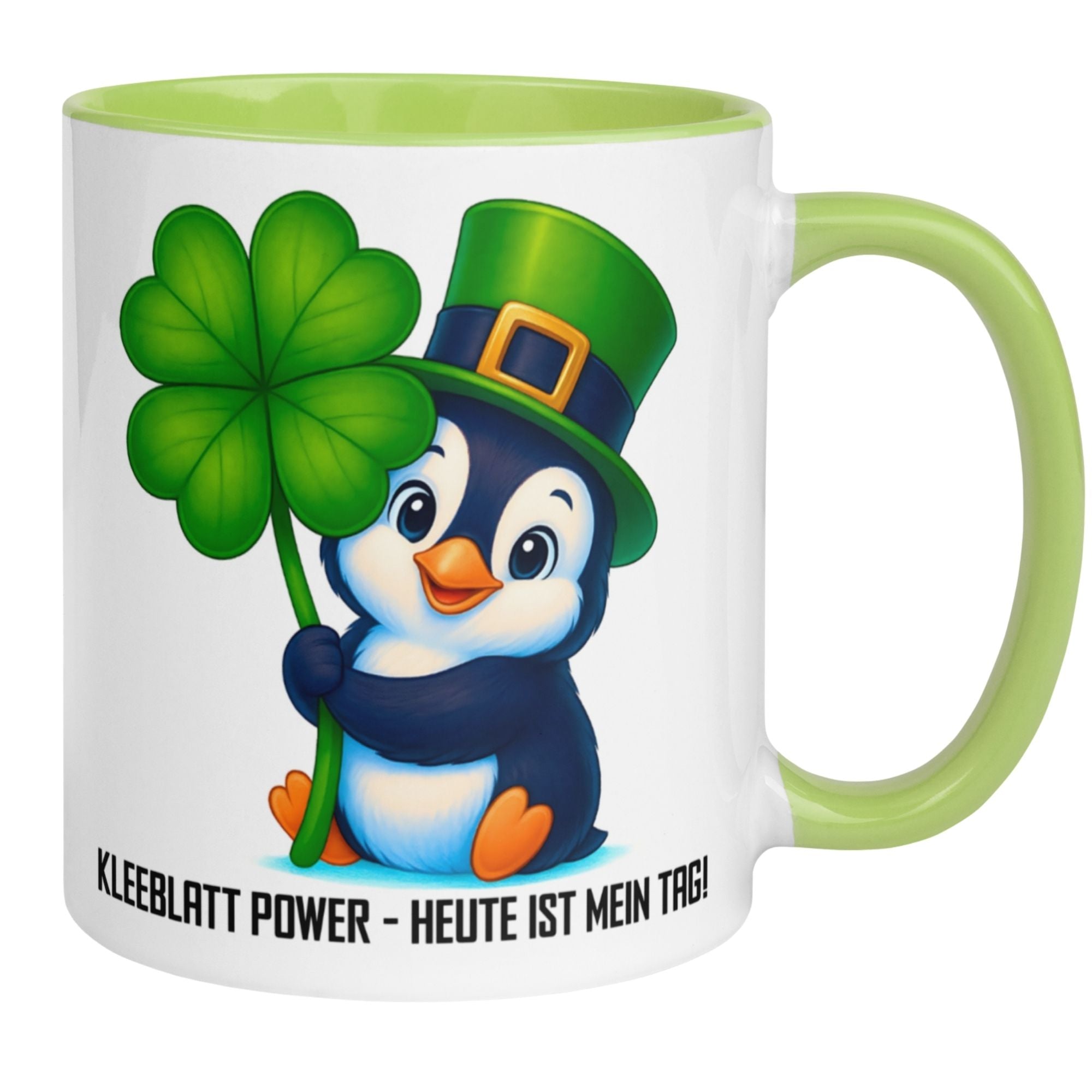 Tasse | Pinguin & Spruch | Kleeblatt-Power: Heute ist mein Tag