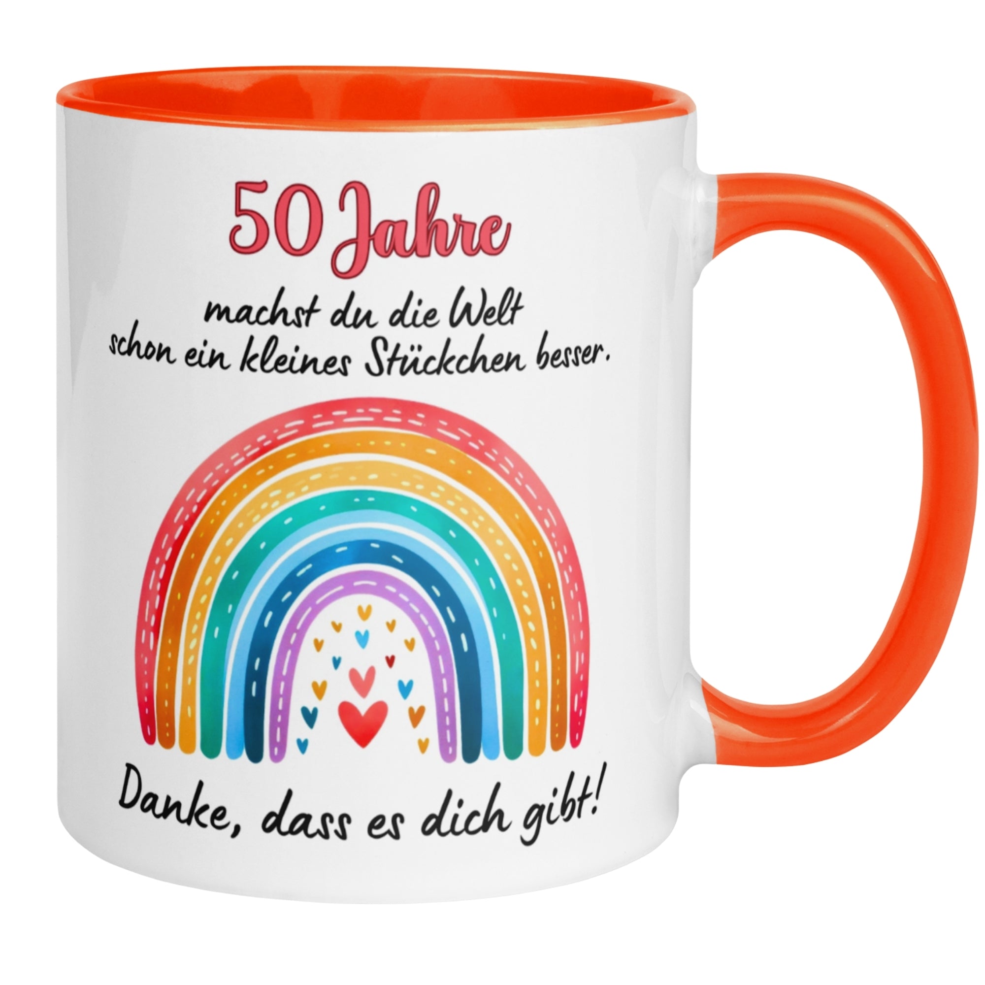 Tasse 50. Geburtstag Frau – „Du machst die Welt ein kleines Stückchen besser“ – Geschenk zum Geburtstag Frauen