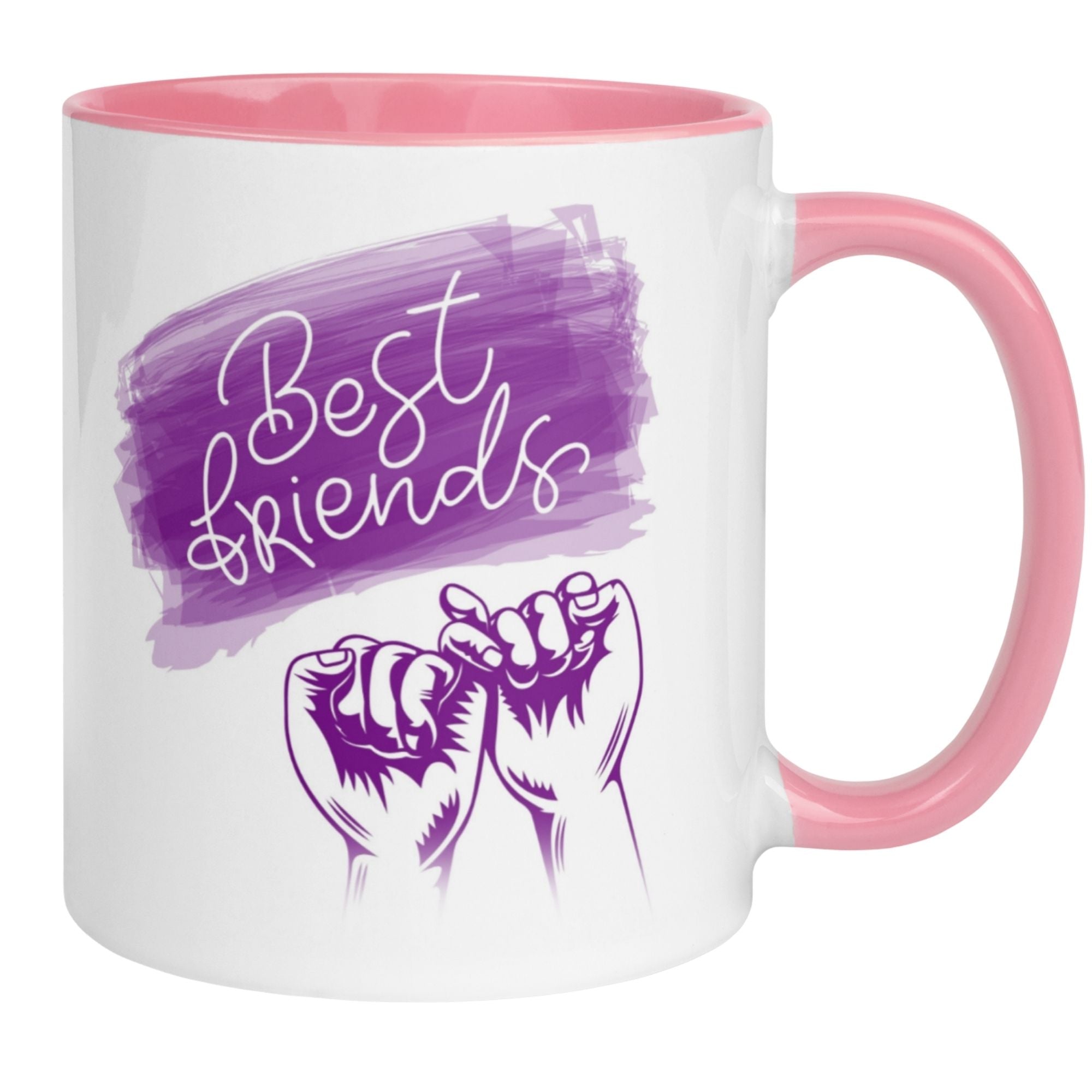 Momentals Tasse mit Pinky Promise Druck für beste Freunde auf lila Hintergrund