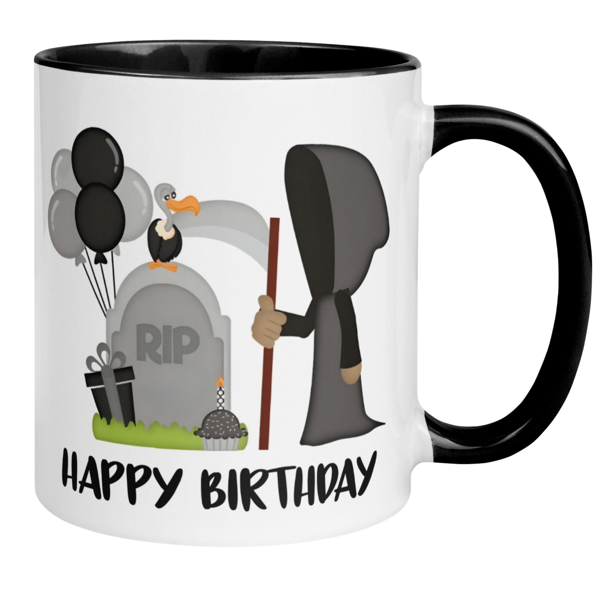 Tasse Geburtstag – „Happy Birthday – Sensenmann“ – Geburtstagstasse Mann Frau