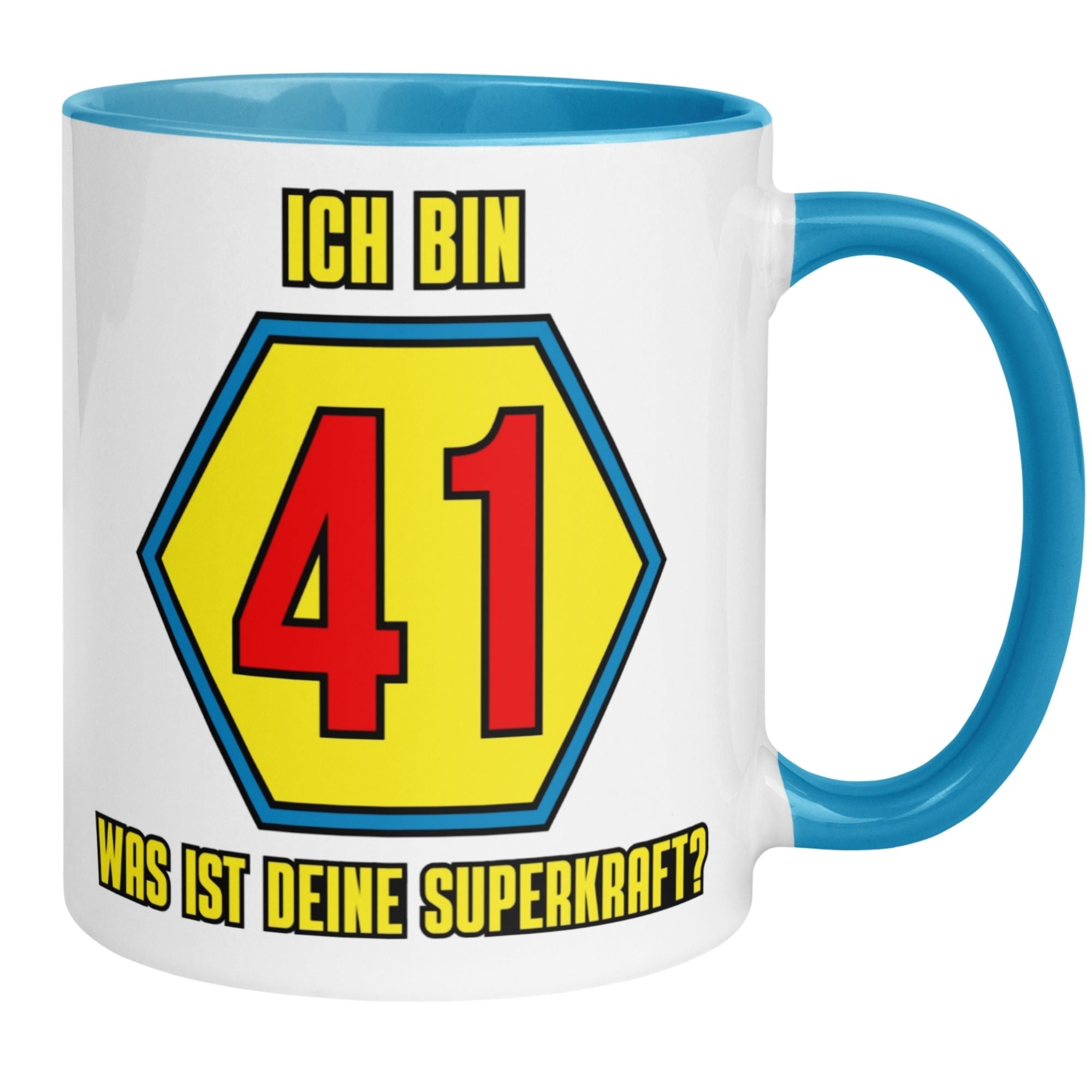 Tasse 41. Geburtstag | Superheld & Spruch | Ich bin 41 und was ist deine Superkraft