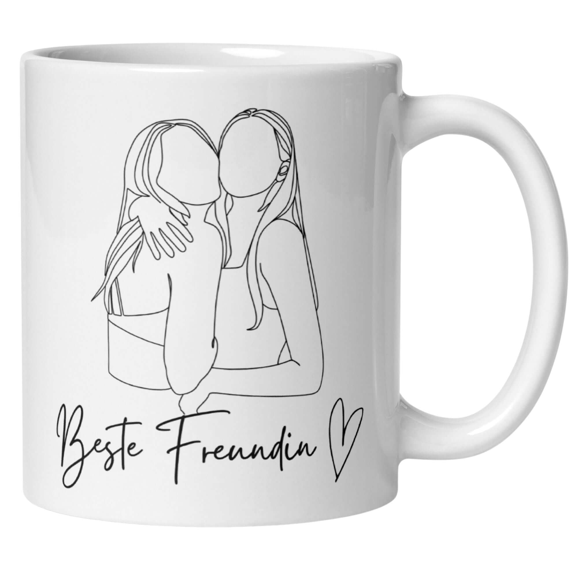 Momentals® Tasse | Freundschaft & Line-Art | Beste Freundin Umarmung • Momentals