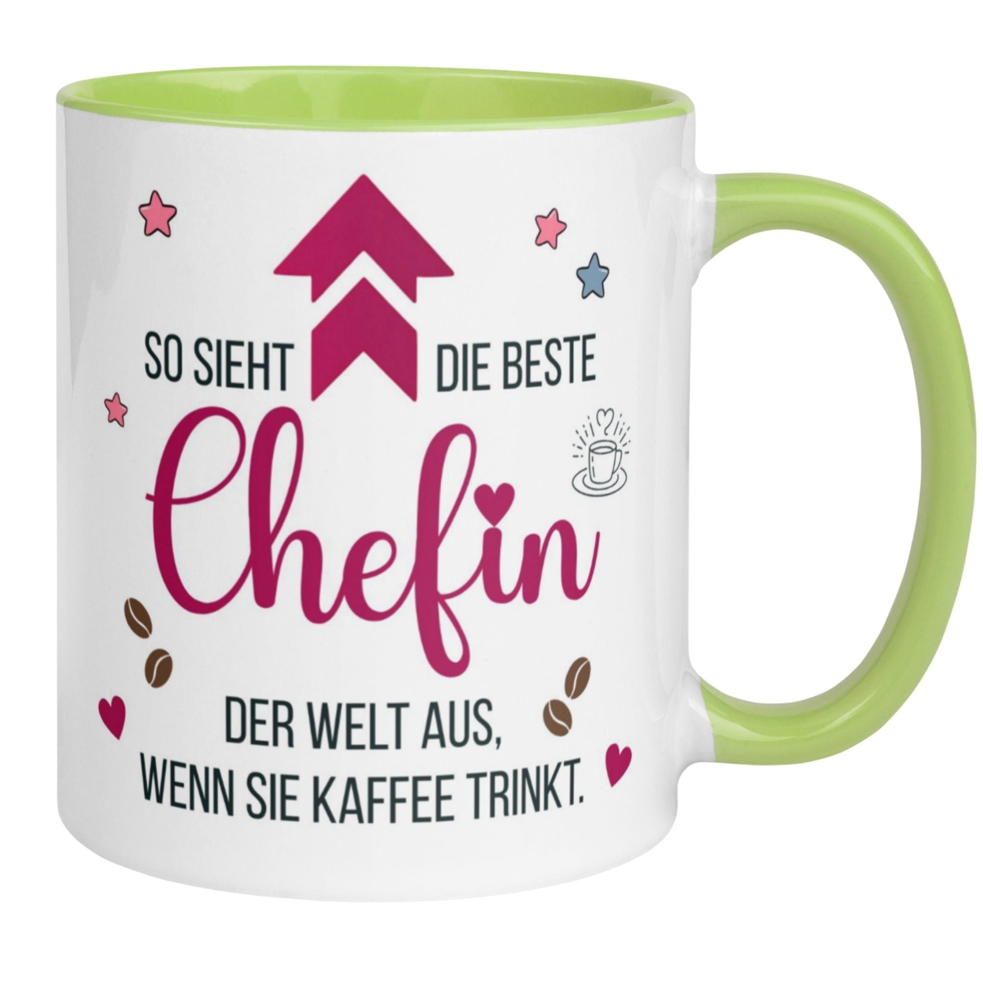 Bunte Tasse mit Spruch für die beste Chefin der Welt, ideal als Geschenk zur Wertschätzung.