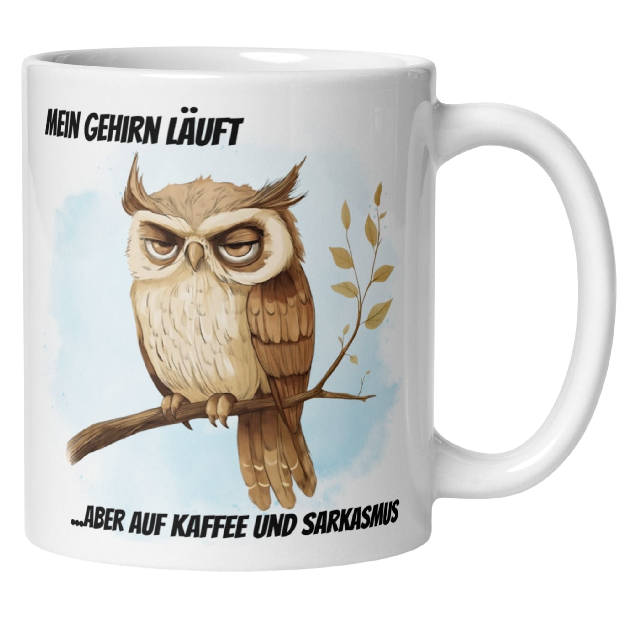 Momentals® Tasse | Eule & Sarkasmus | Mein Gehirn läuft auf Kaffee