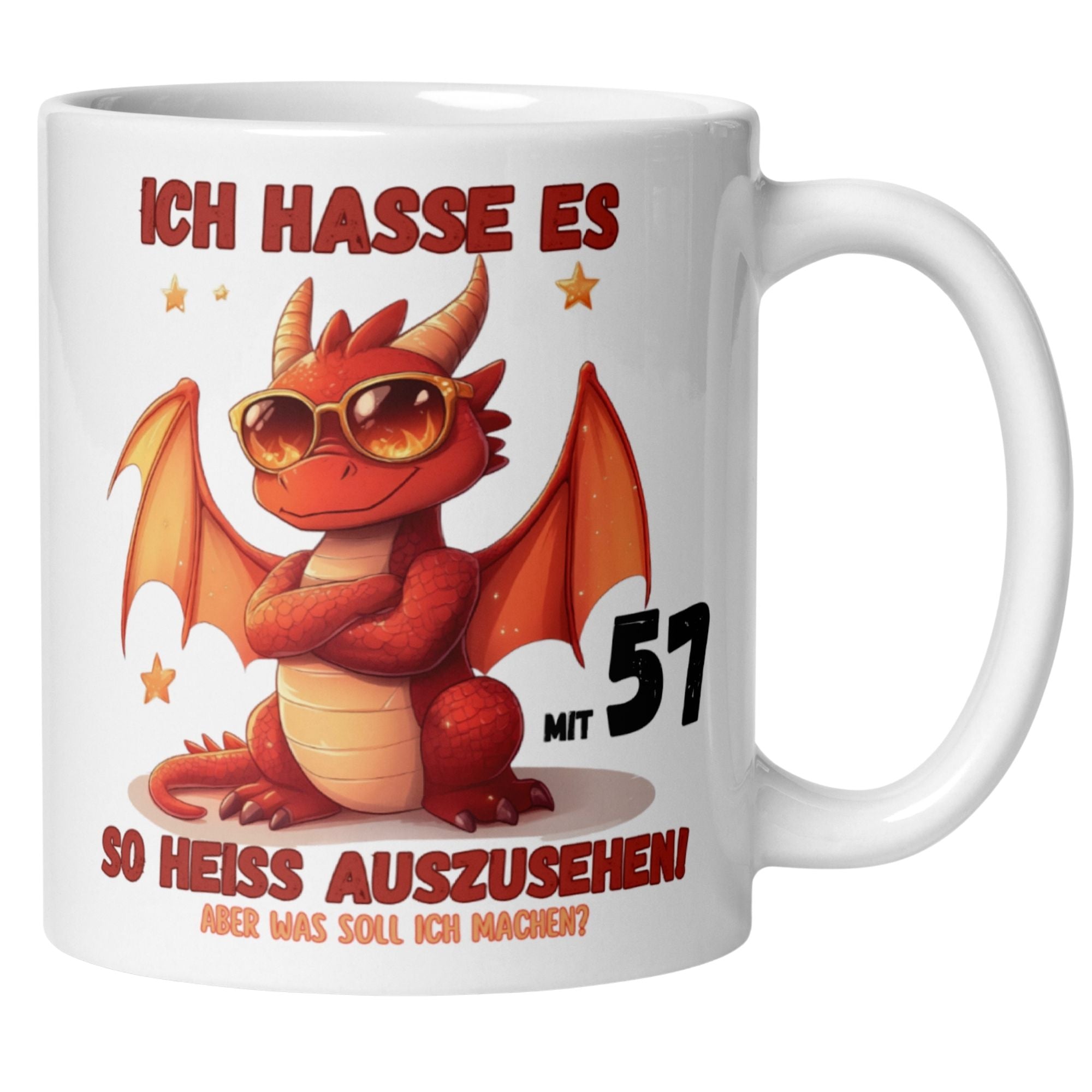 Momentals® Tasse 57. Geburtstag | Drache & Spruch | Ich hasse es mit 57 so heiss auszusehen • Momentals