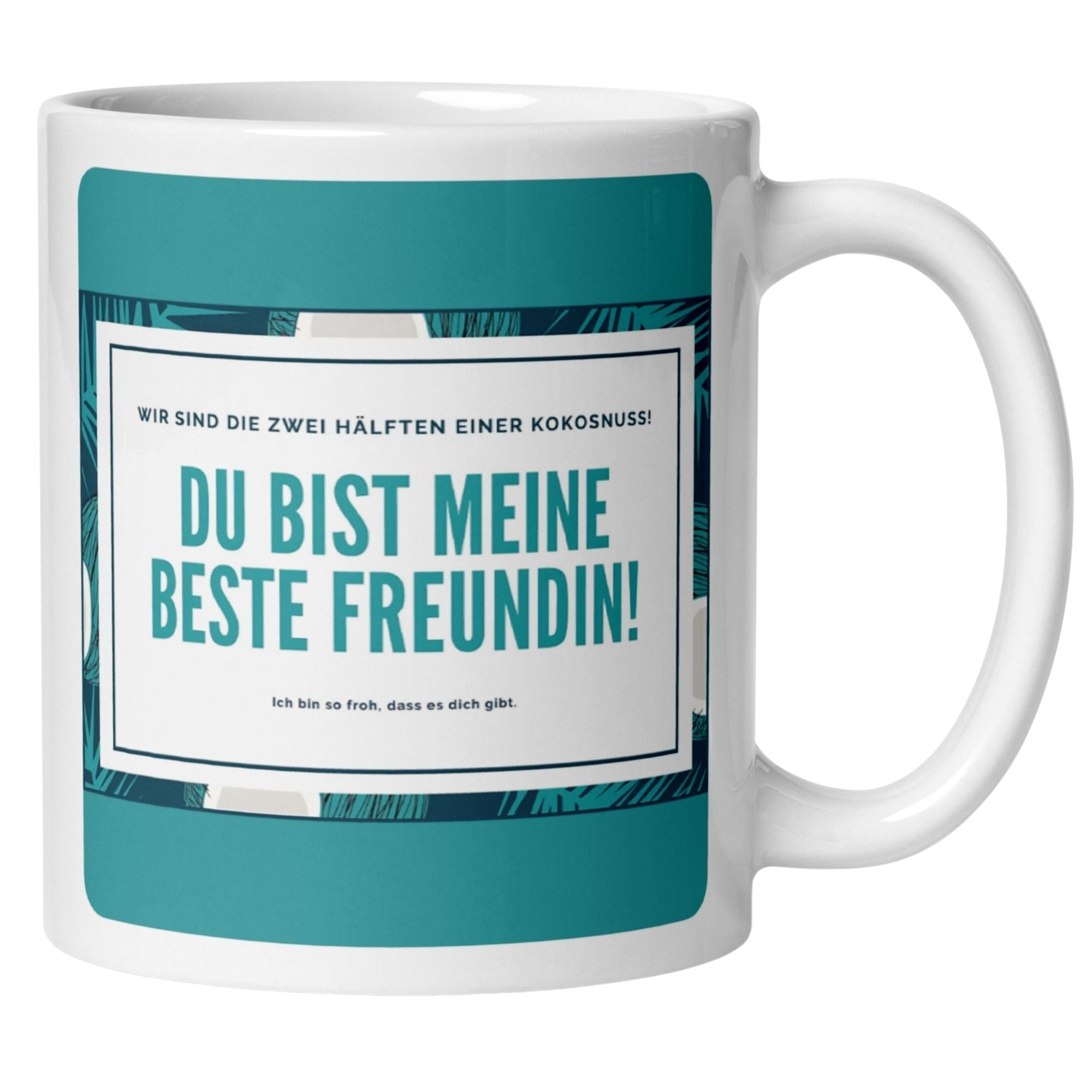 Momentals® Tasse | Freundschaft & Spruch | Zwei Hälften einer Kokusnuss