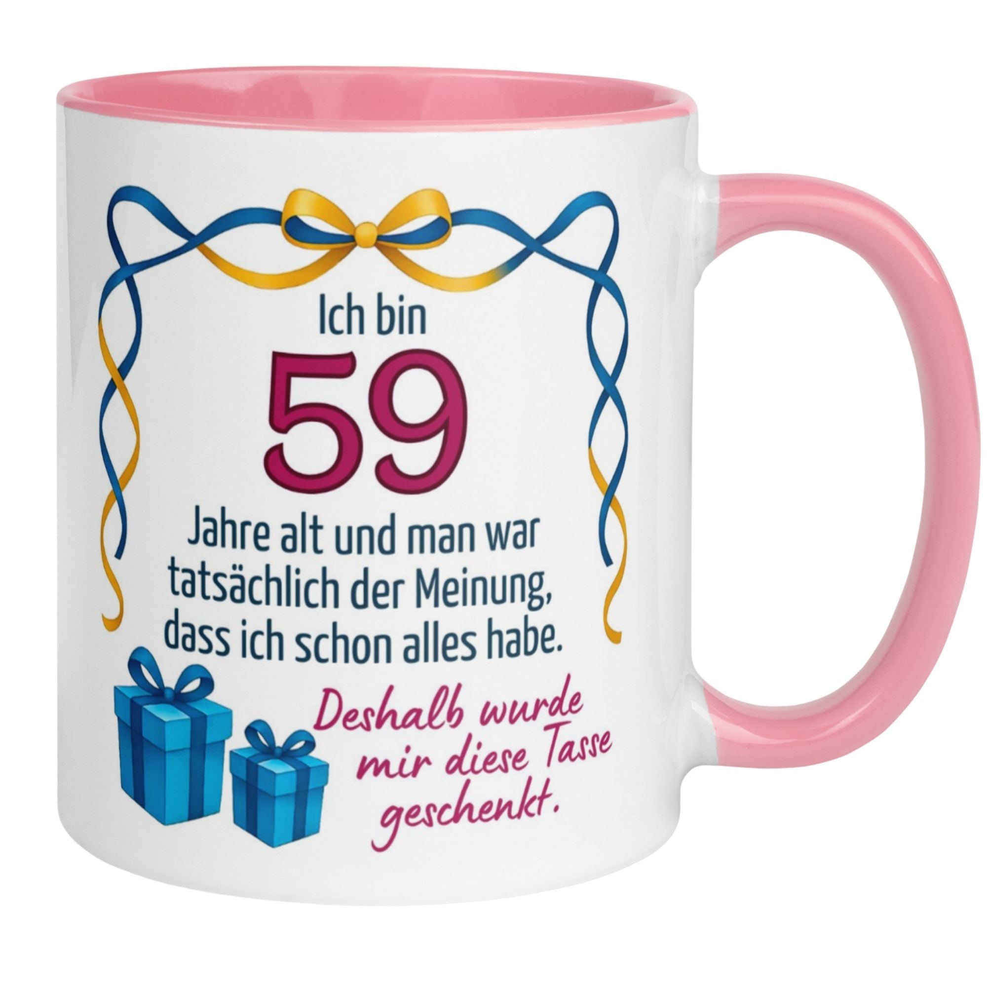 Momentals® Geburtstags-Tasse für 59. Geburtstag mit witzigem Spruch und Geschenken.