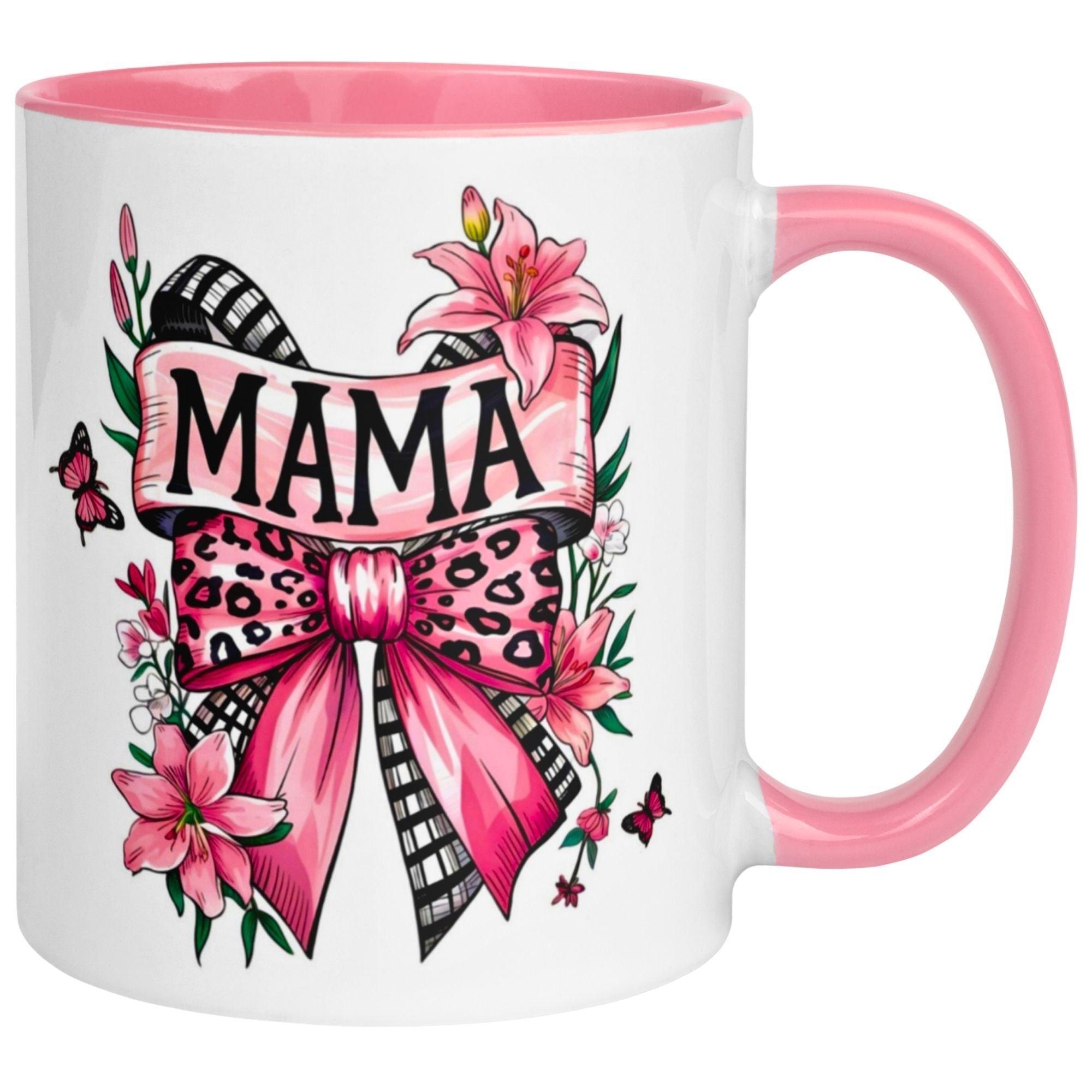 Tasse Mama – „Schmetterling & Schleife“ – Beste Mama Geschenk Becher für Weihnachten