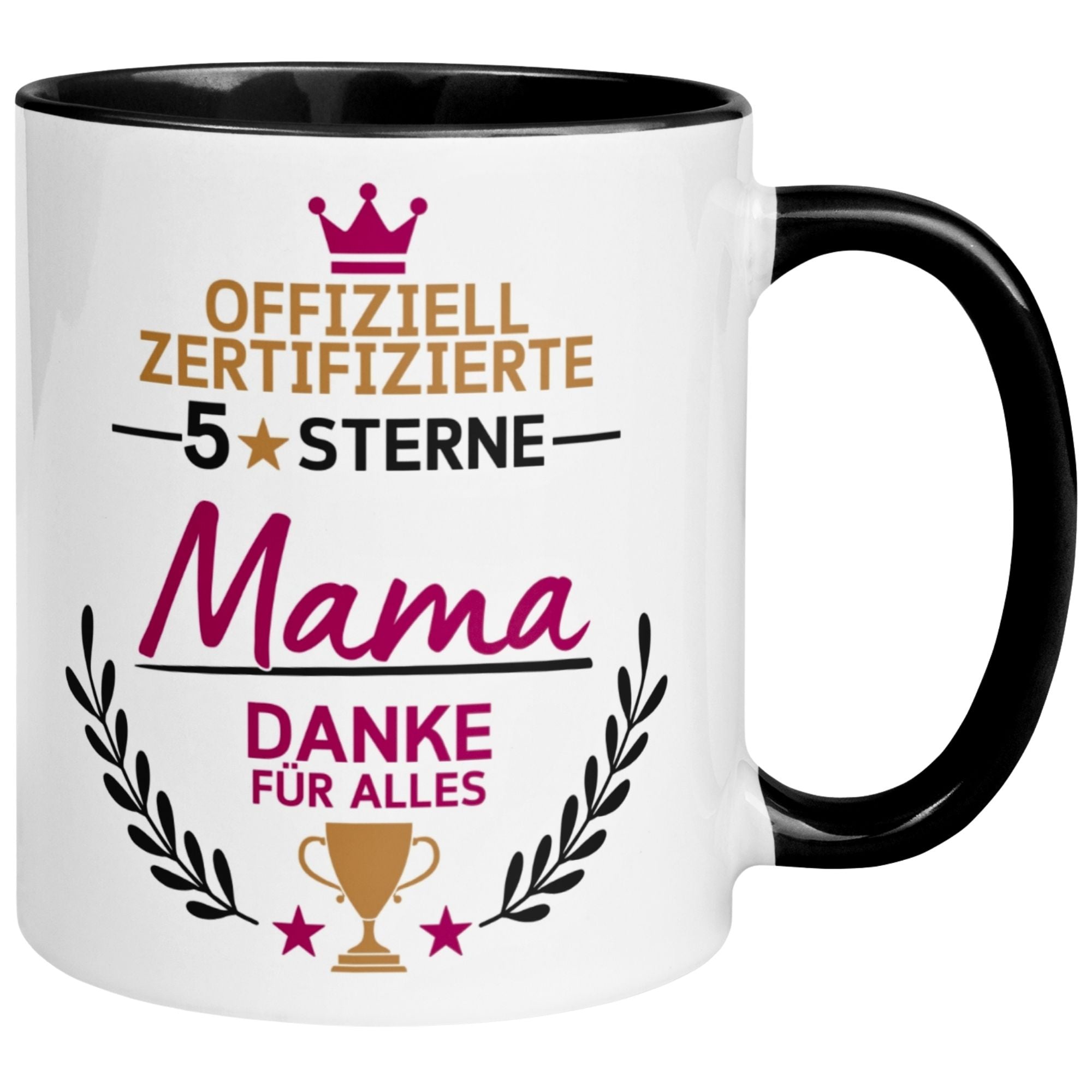 Tasse Mama – „Offiziell zertifizierte 5 Sterne Mama“ – Beste Mama Geschenk Becher