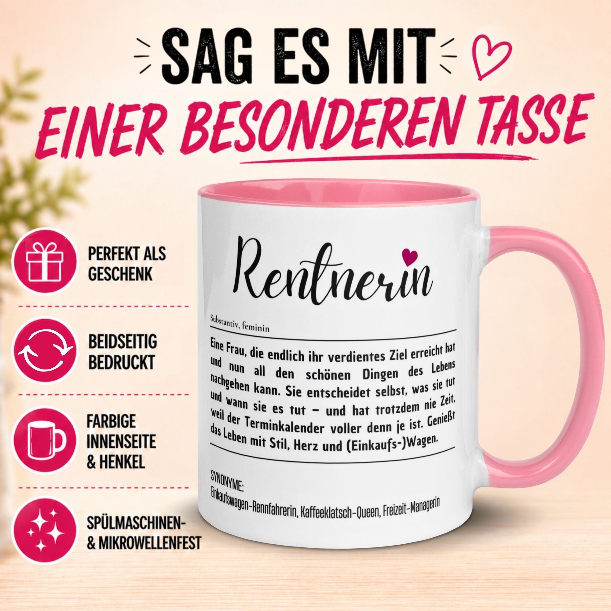 Tasse Rente Frau – „Definition Rentnerin“ – Geschenk Renteneintritt Ruhestand