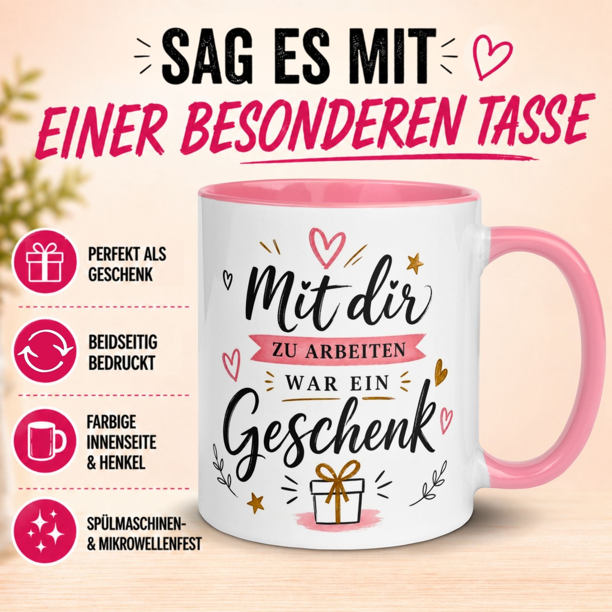 Tasse Kollegin – „Mit dir zu arbeiten war ein Geschenk“ – Abschiedsgeschenk