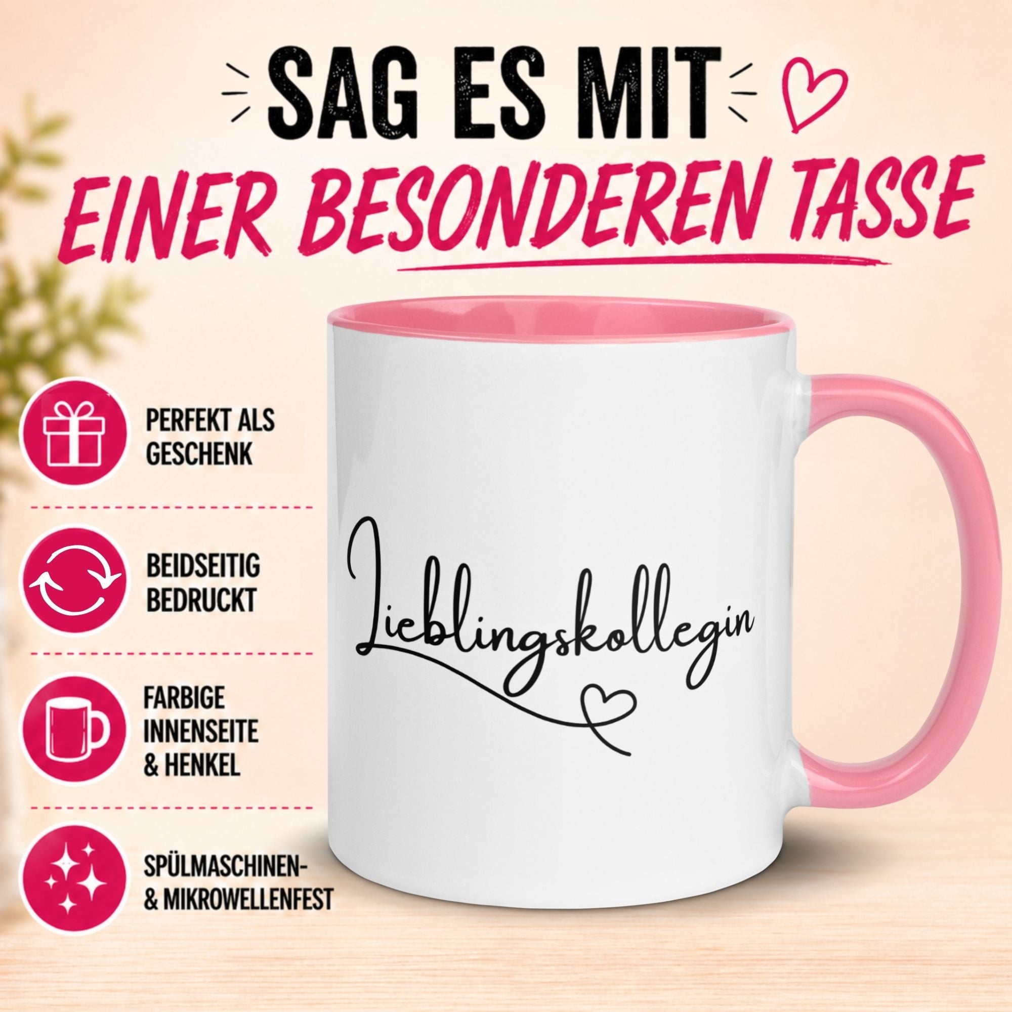Tasse Kollegin – „Lieblingskollegin mit Herz“ – Geschenk Beste Arbeitskollegin