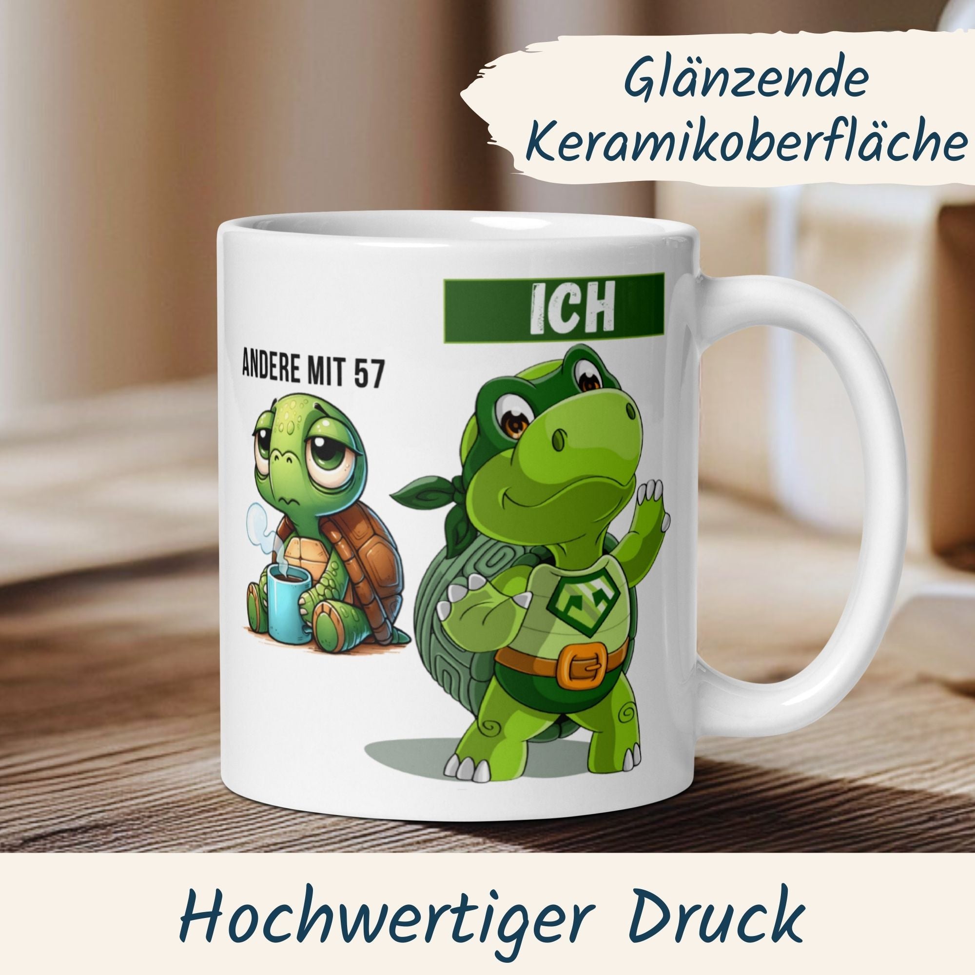Momentals® Tasse 57. Geburtstag | Schildkröte & Spruch | Andere mit 57 und Ich • Momentals