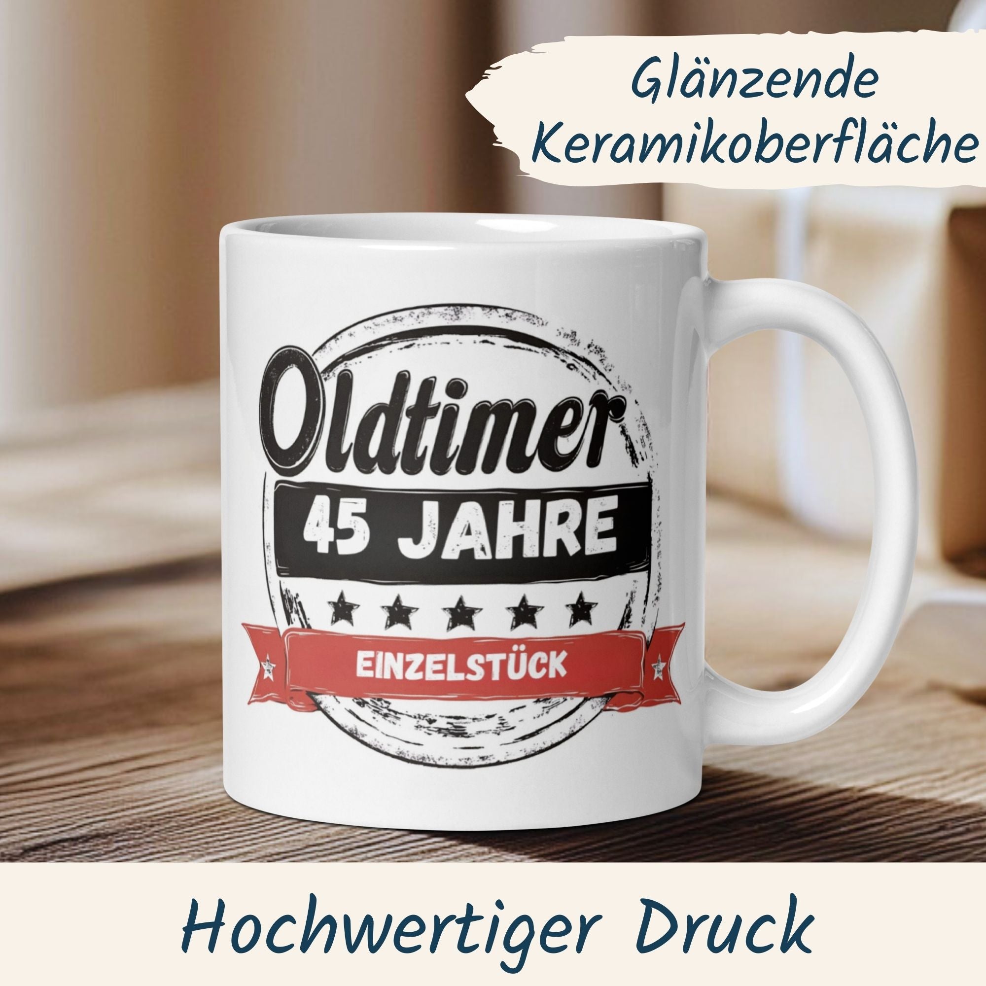 Momentals® Tasse 45. Geburtstag | Vintage & Spruch | Oldtimer 45 Jahre - Einzelstück • Momentals