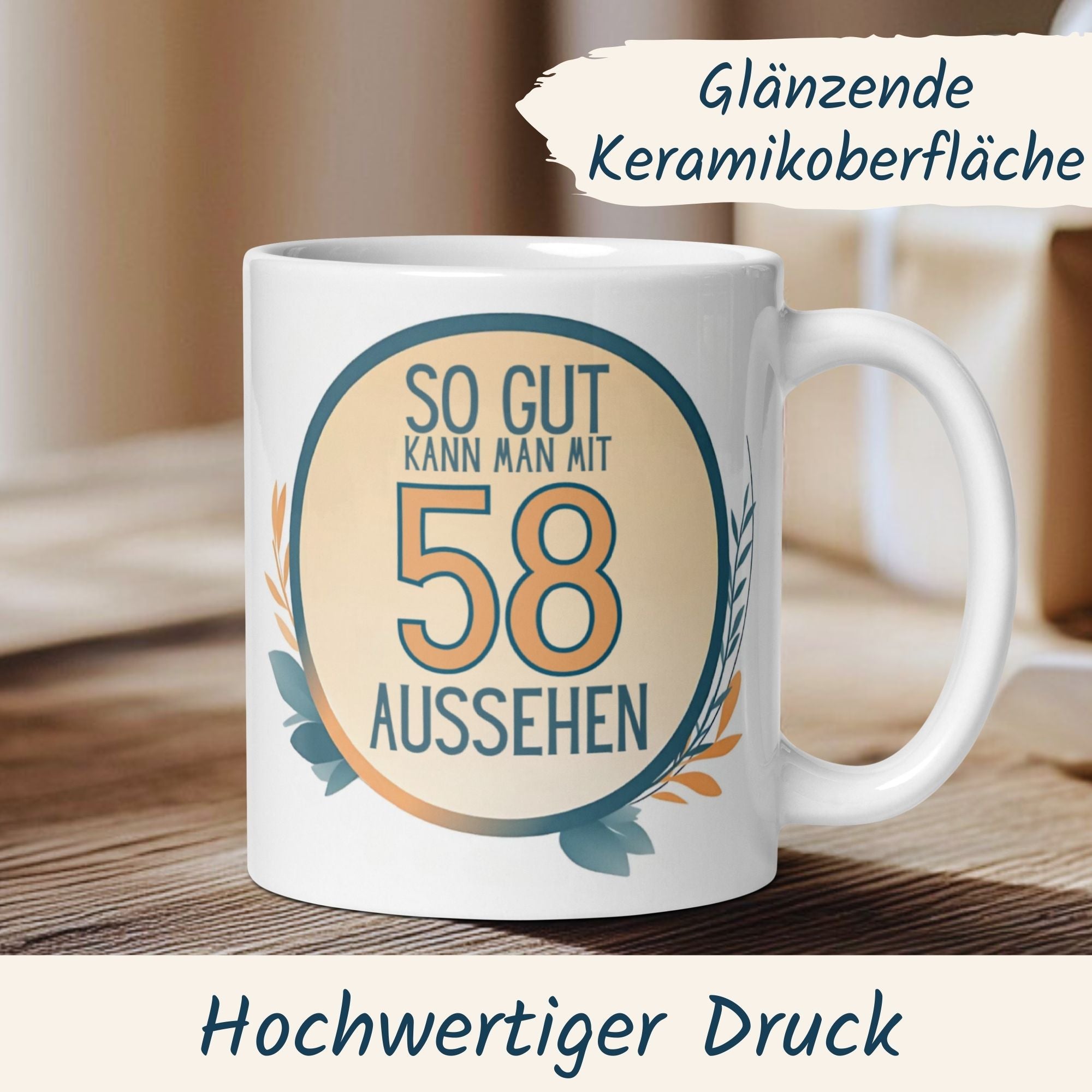 Momentals® Tasse 58. Geburtstag | Humorvoll & Spruch | So gut kann man mit 58 Aussehen • Momentals