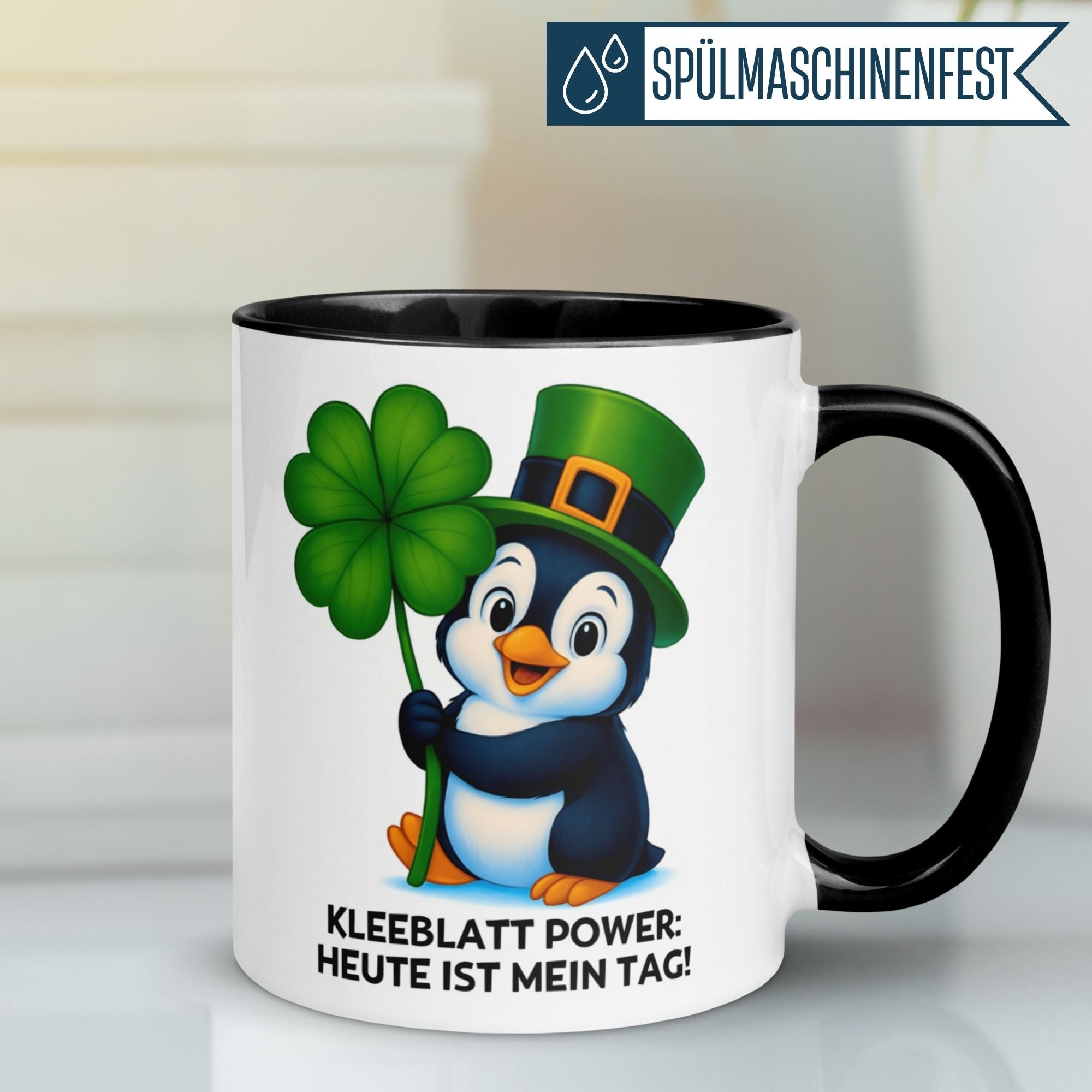 Pinguin Tasse | Kleeblatt Power - Heute ist mein Tag