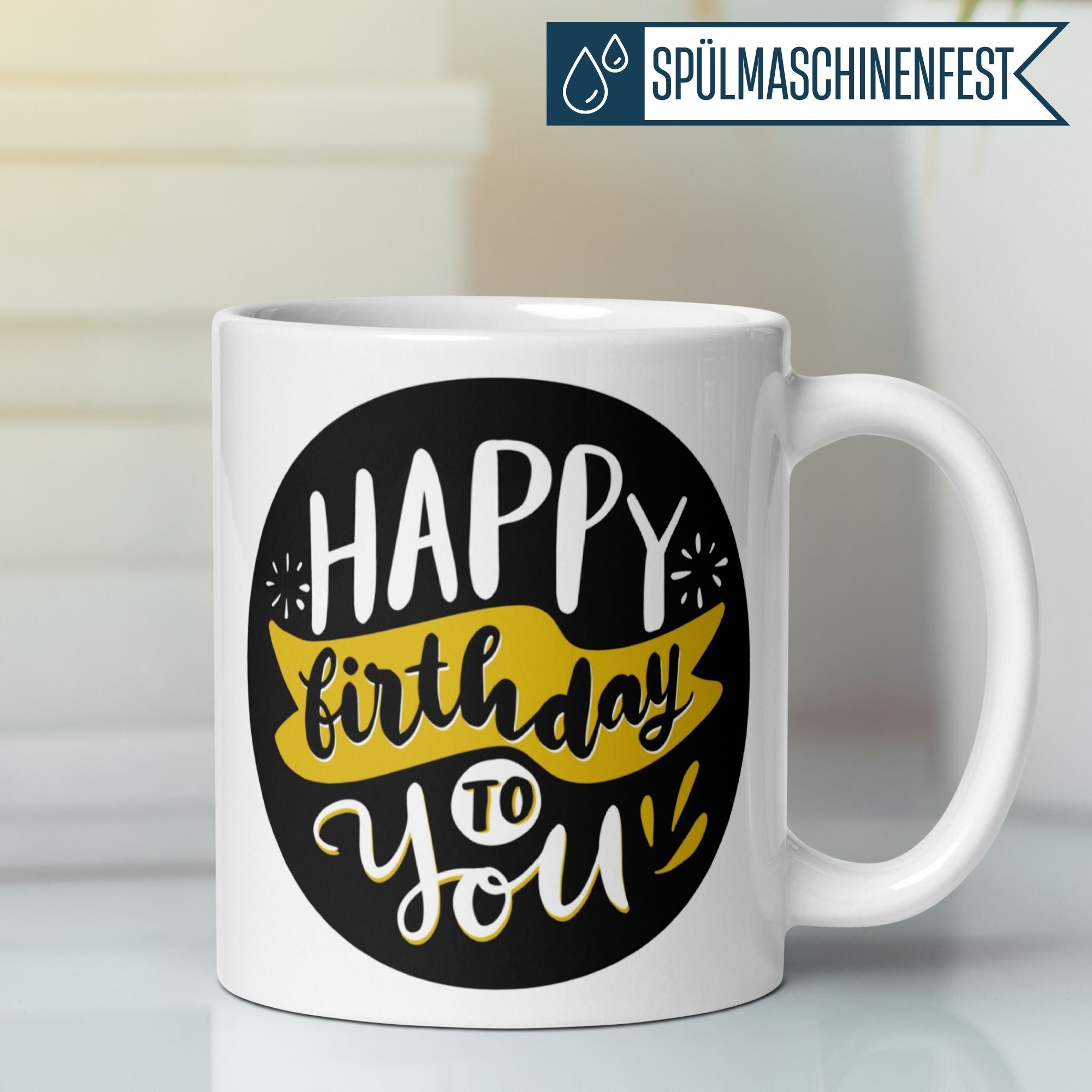 Momentals® Tasse Geburtstag | Schriftzug & Kontraststil | Happy Birthday • Momentals