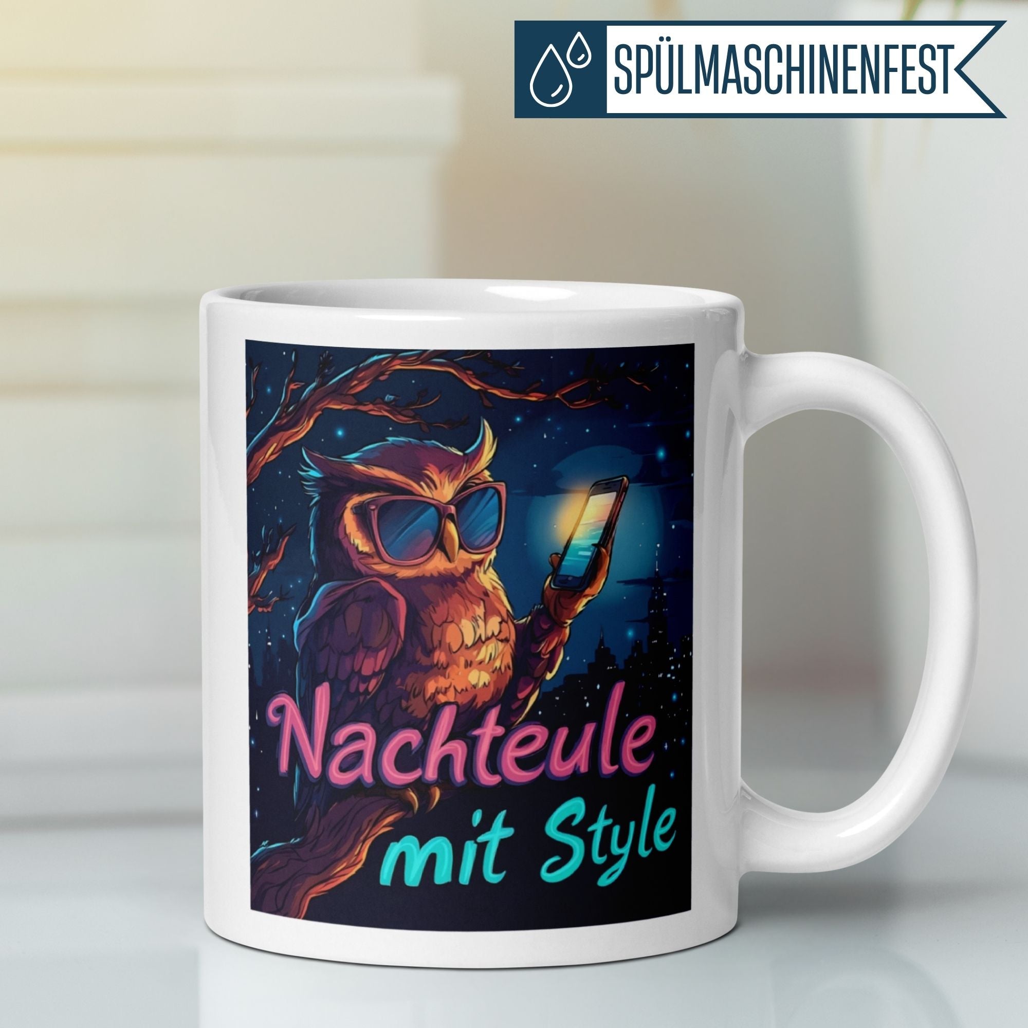 Momentals® Tasse | Eule & Sonnenbrille | Nachteule mit Style
