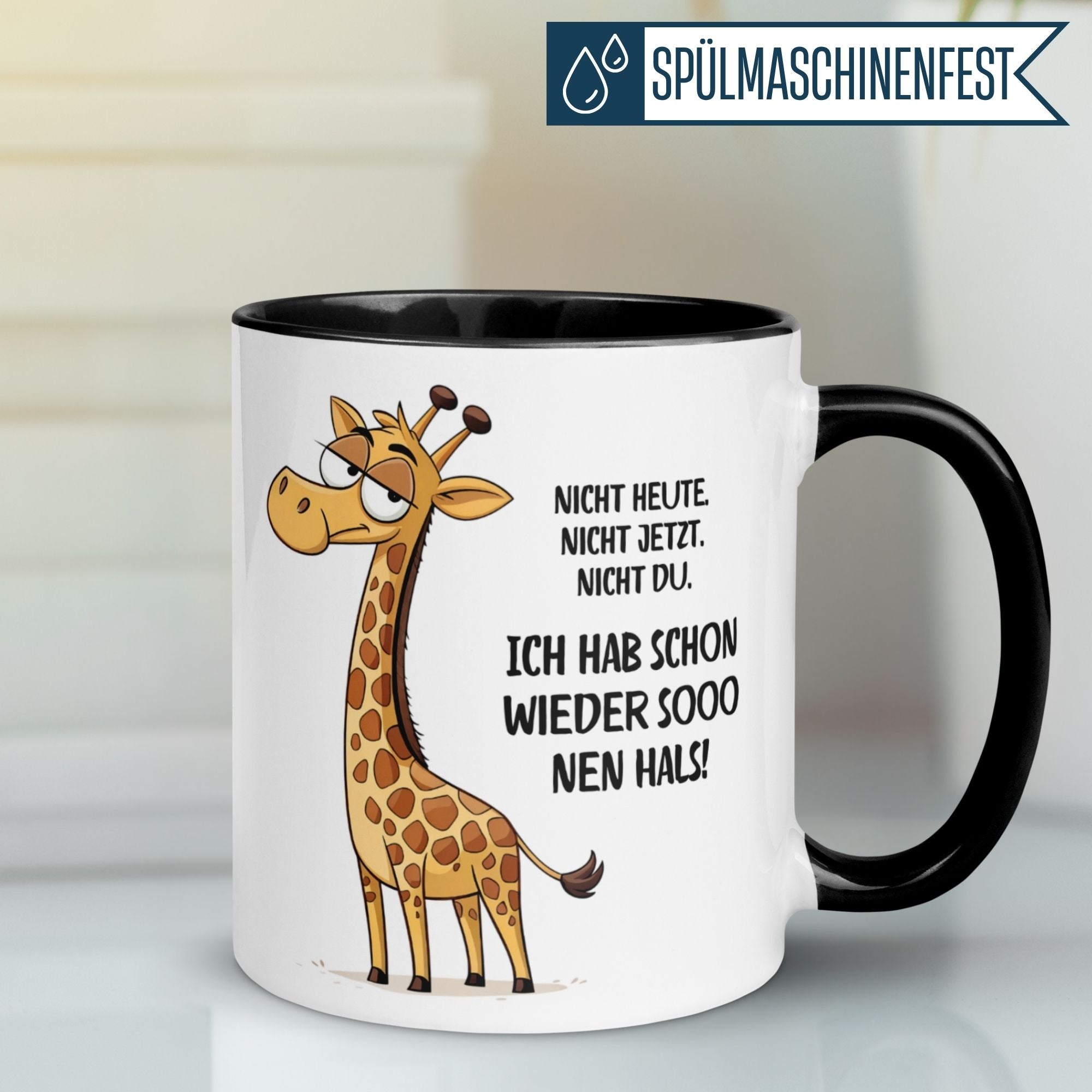 Tasse Giraffe – „Ich hab sooo nen Hals“ – lustiger Giraffen Geschenk Becher