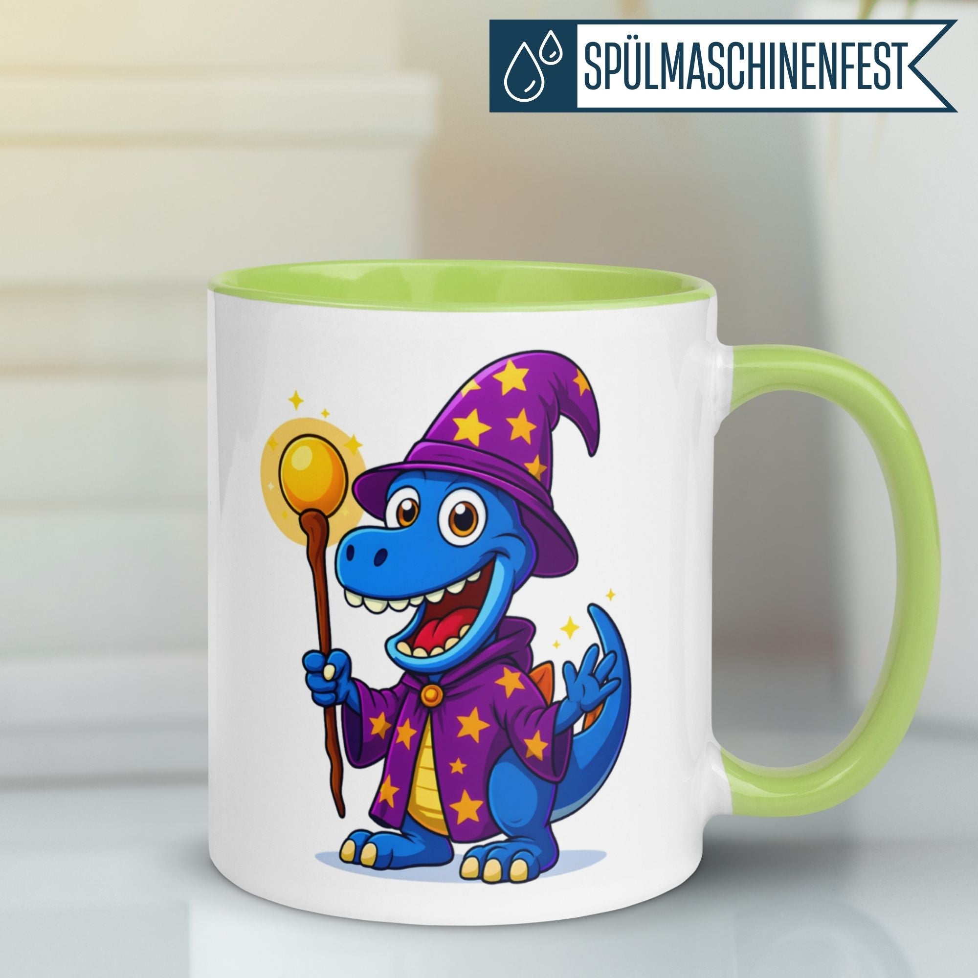 Tasse Dinosaurier – „Zauberer“ – Dino Zauberei Geschenk Becher