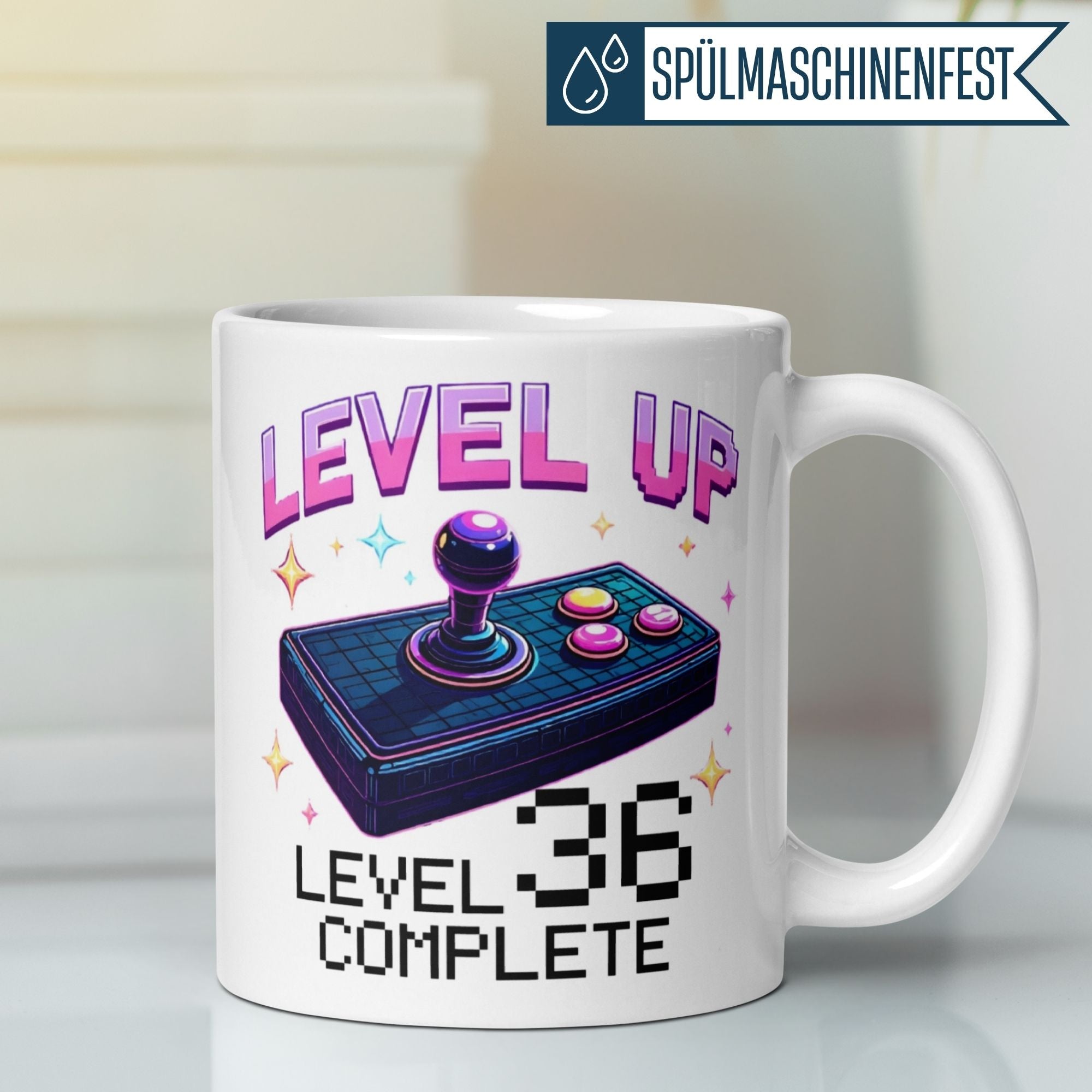 Momentals® Tasse 36. Geburtstag | Gamer & Spruch | Level UP - Level 36 Completed • Momentals