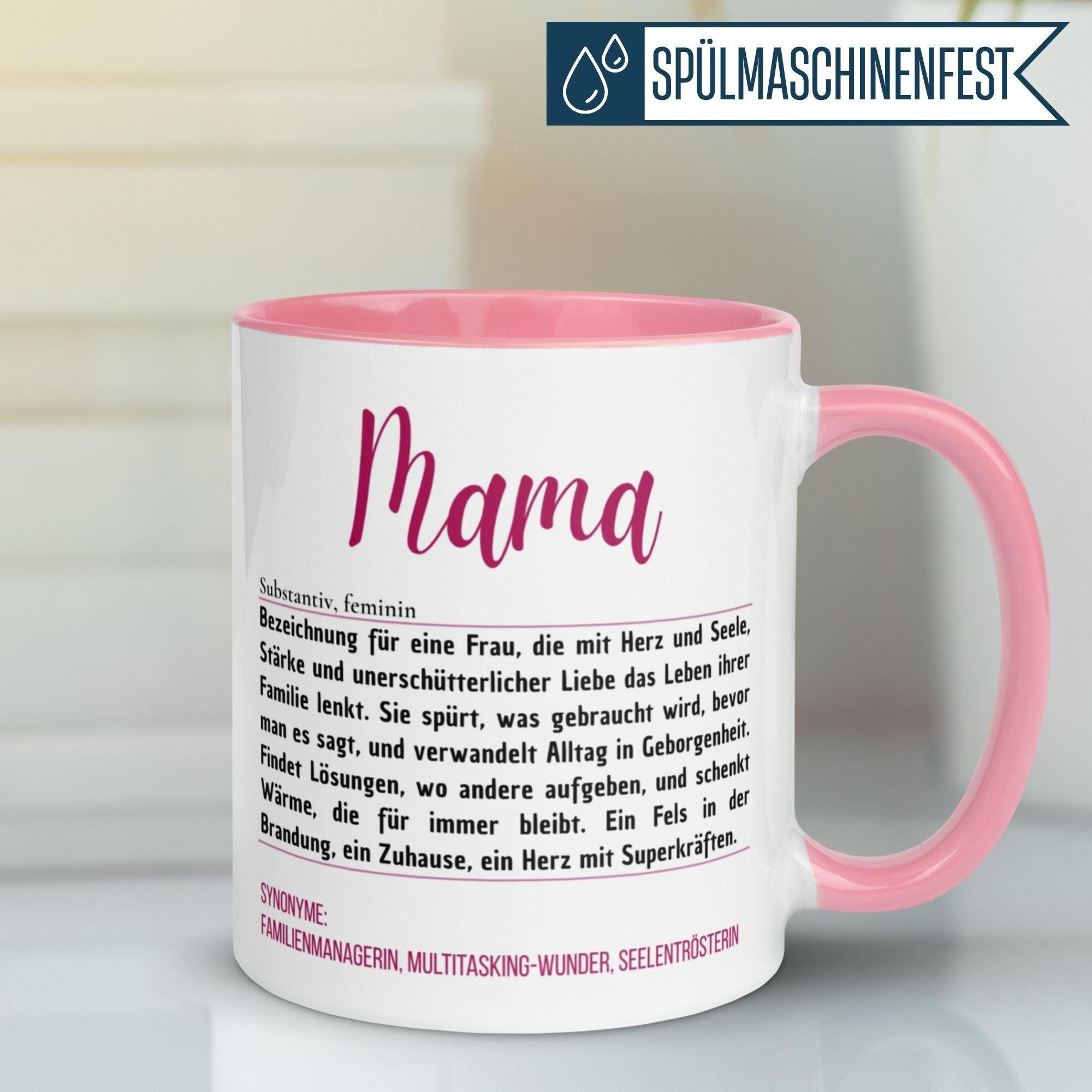 Mama Geschenk Tasse | Mama Definition – Herz mit Superkräften