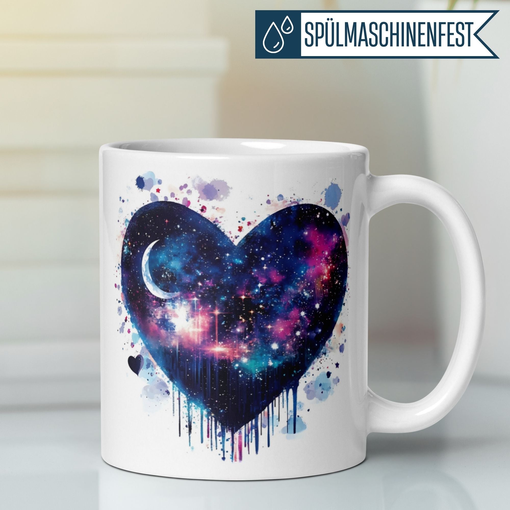 Momentals® Tasse Liebe | Herz & Galaxie | Liebe bis in die Sterne