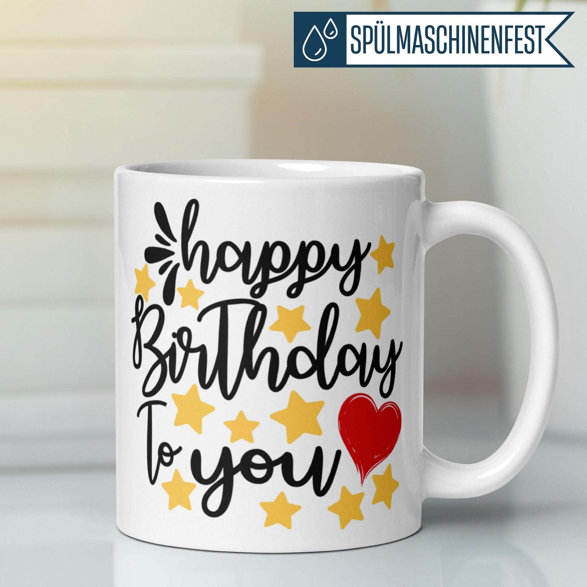 Momentals® Birthday Mug with stars and heart, perfect gift for celebrating special moments.