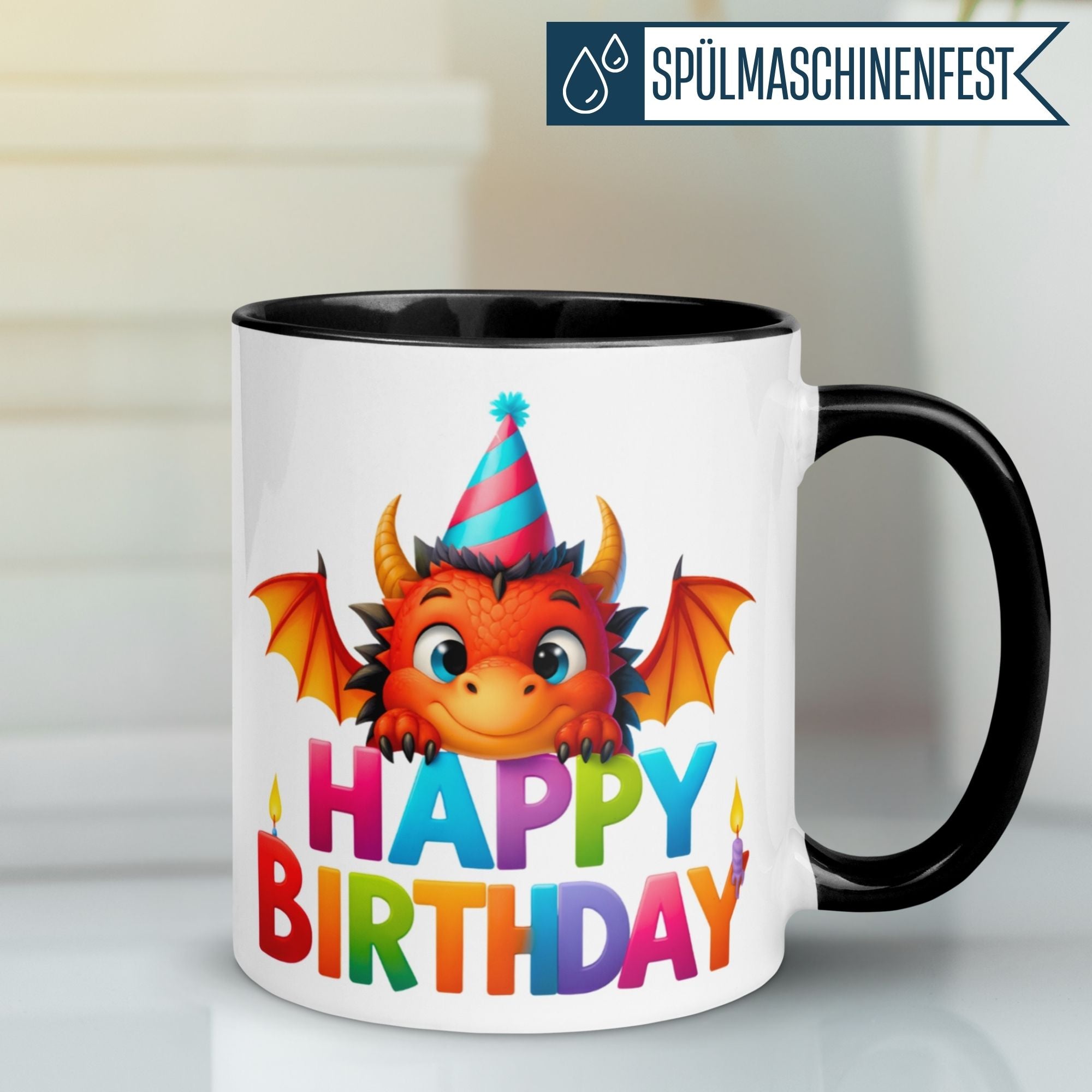 Tasse Geburtstag | Drache & Partyhut | Happy Birthday