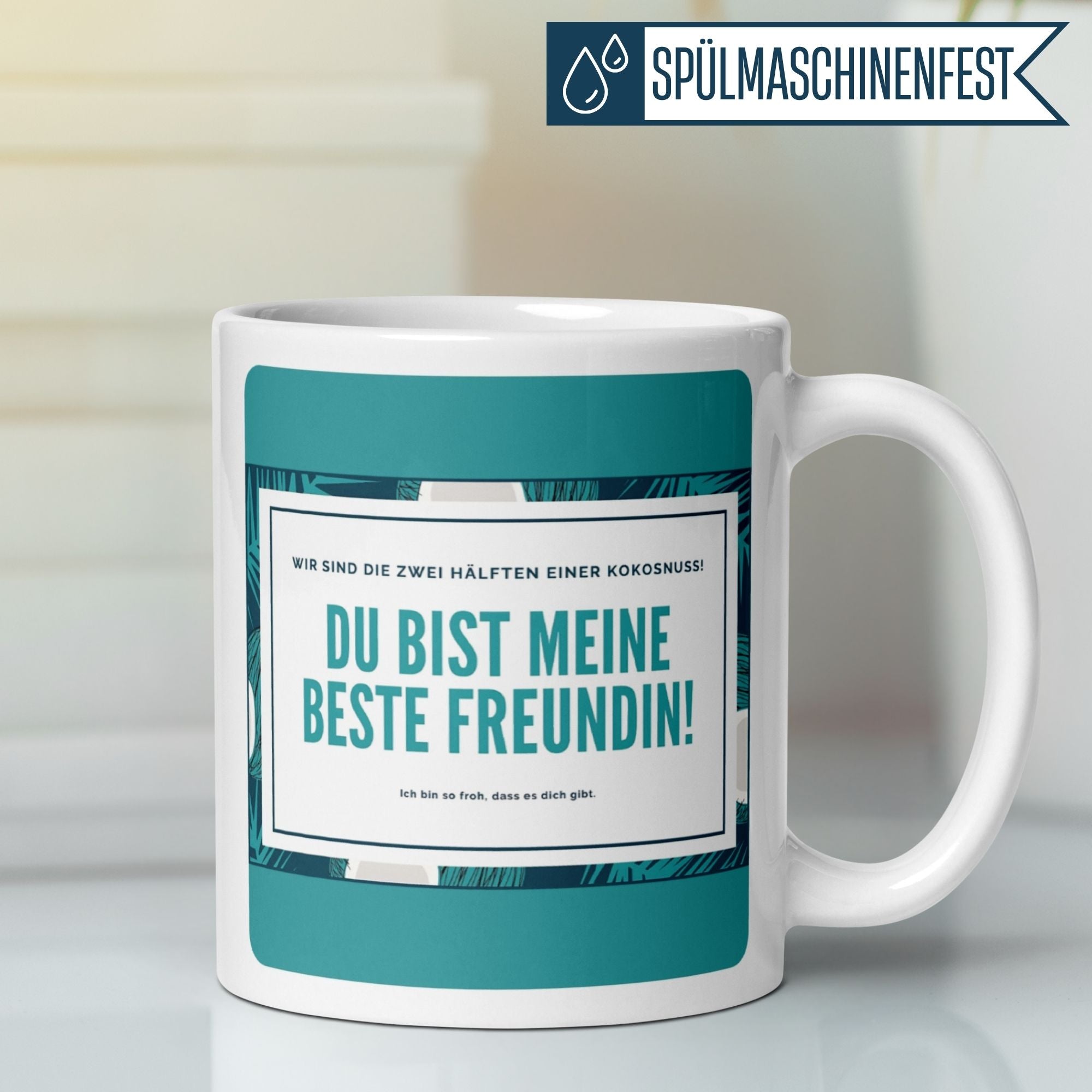 Momentals® Tasse | Freundschaft & Spruch | Zwei Hälften einer Kokusnuss