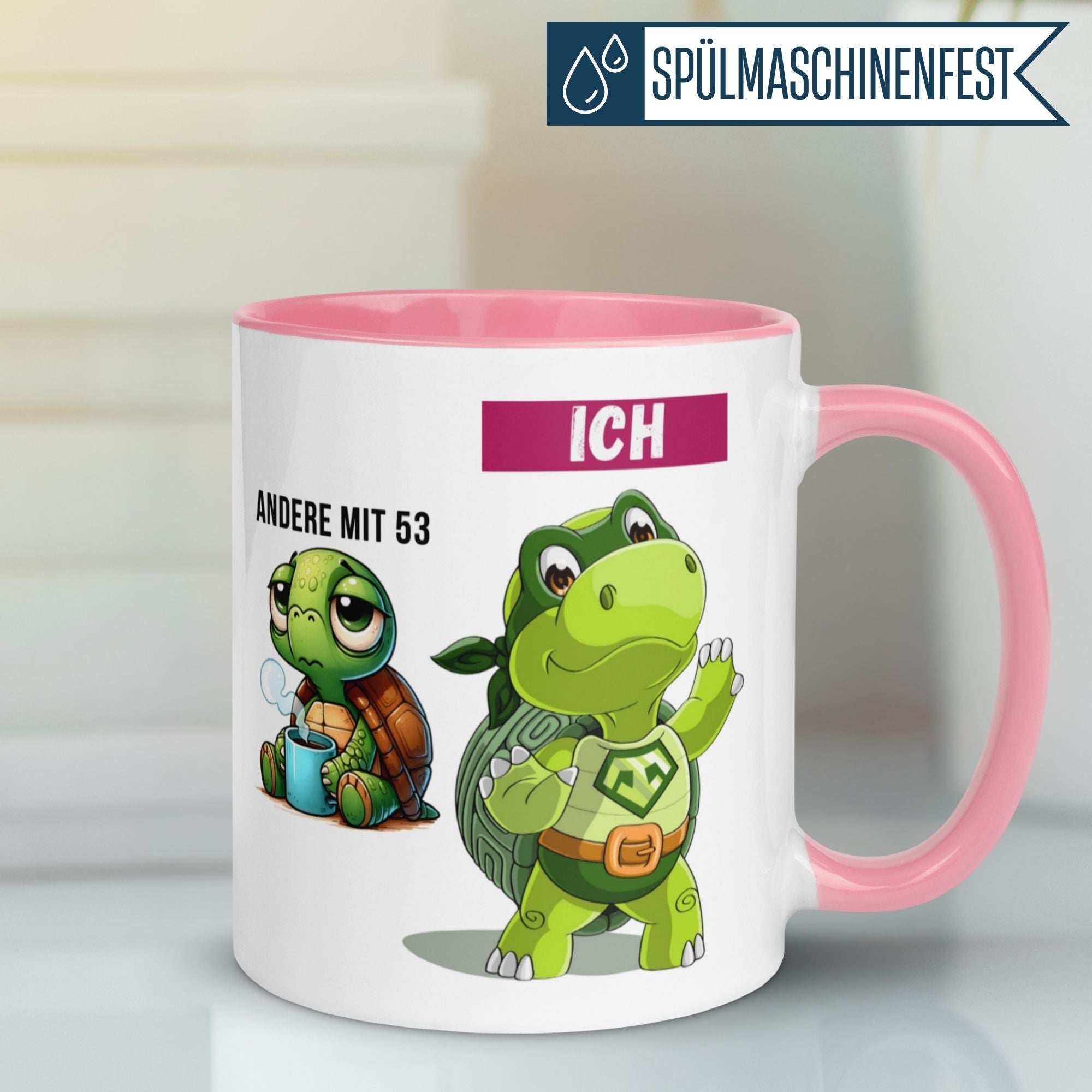Momentals® Tasse 53. Geburtstag | Schildkröte & Spruch | Andere mit 53 und Ich