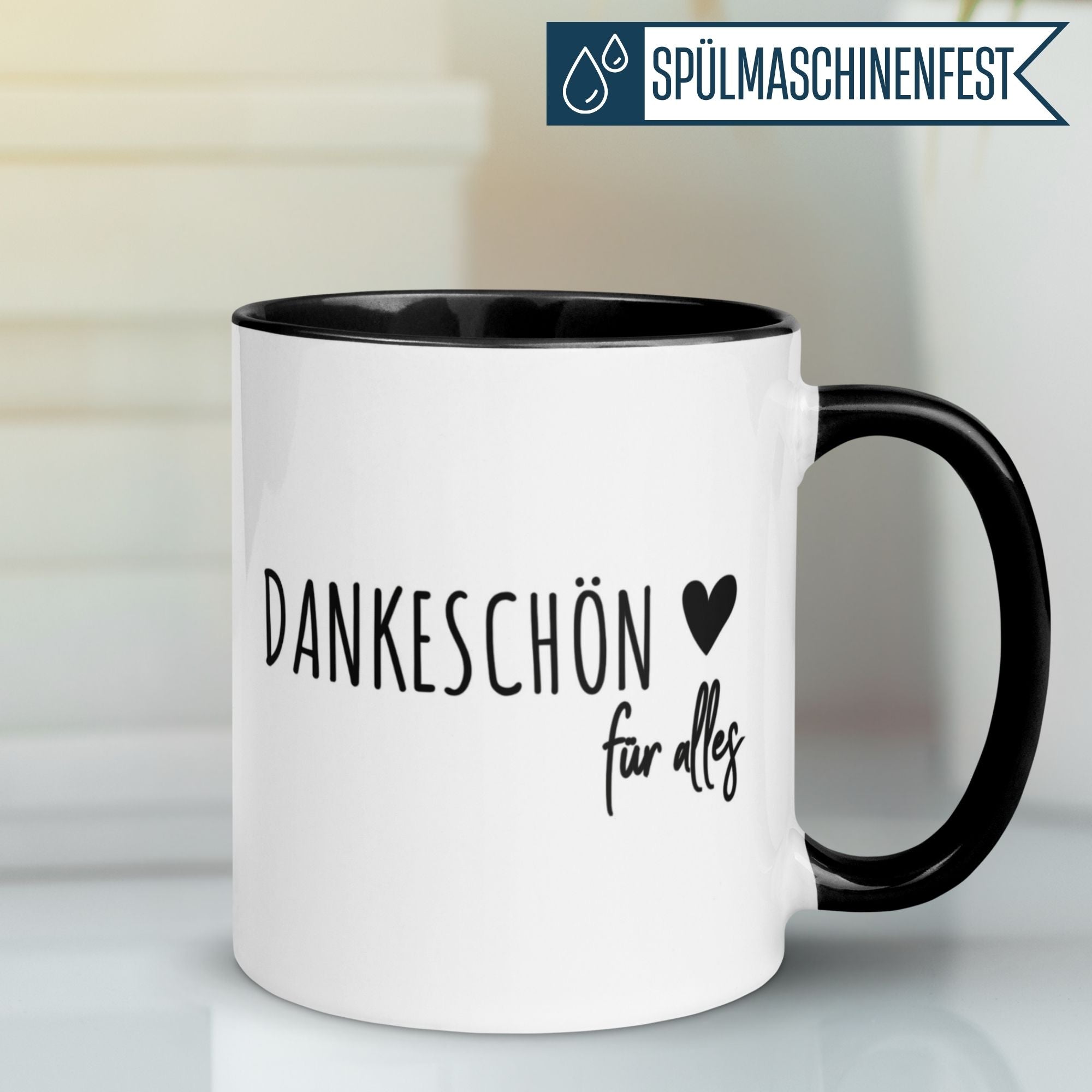 Momentals Tasse Danke mit Herzmotiv, ideal für Dankeschön in jeder Kaffeepause.
