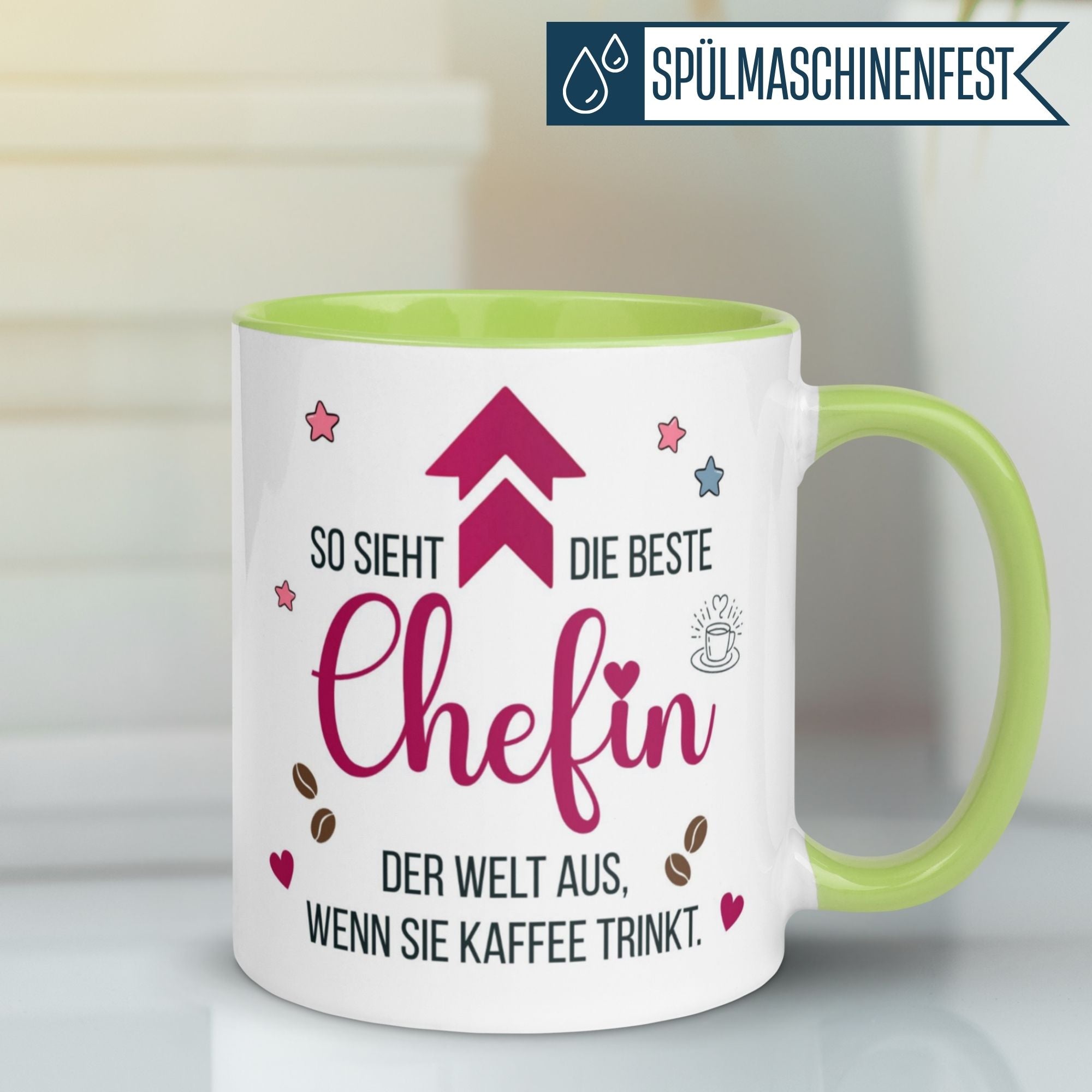 Momentals Tasse mit Spruch für die beste Chefin der Welt, perfekt als Wertschätzungsgeschenk im Büro.