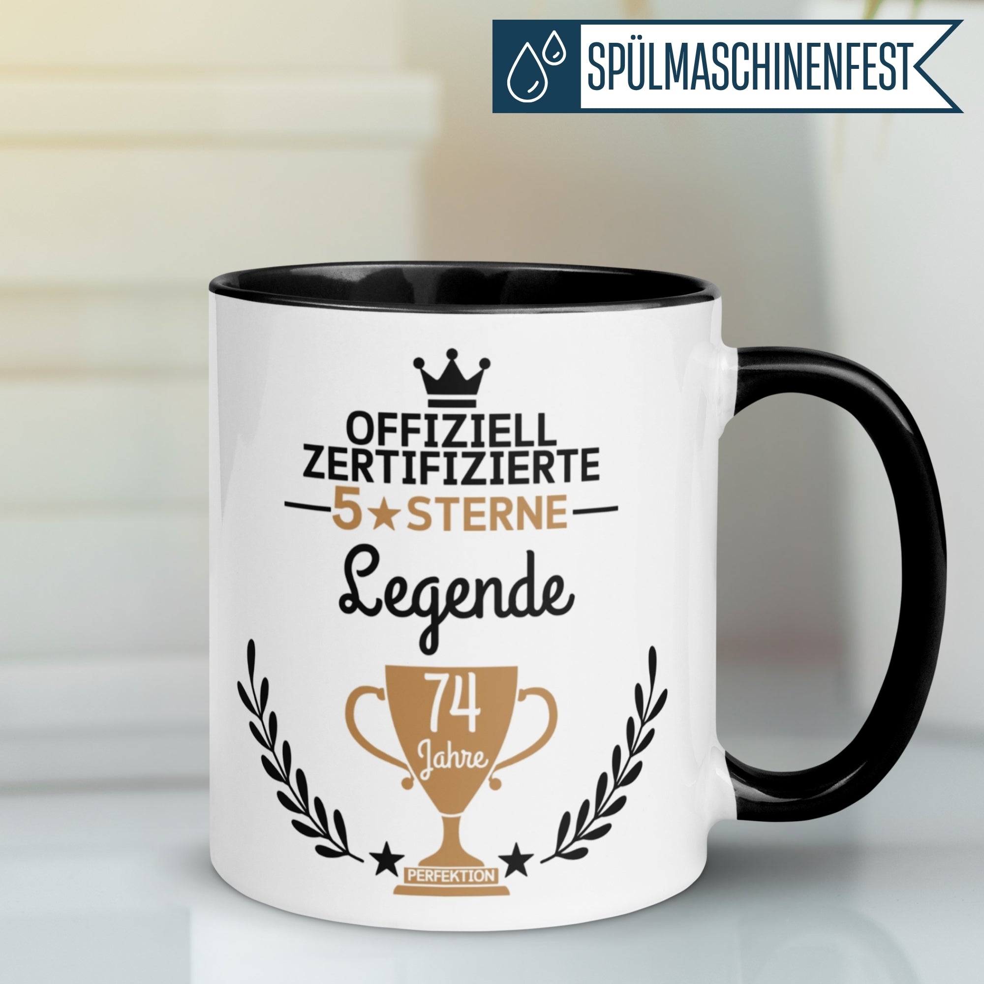 Tasse 74. Geburtstag | Pokal & Spruch | Zertifizierte Legende - 74 Jahre Perfektion