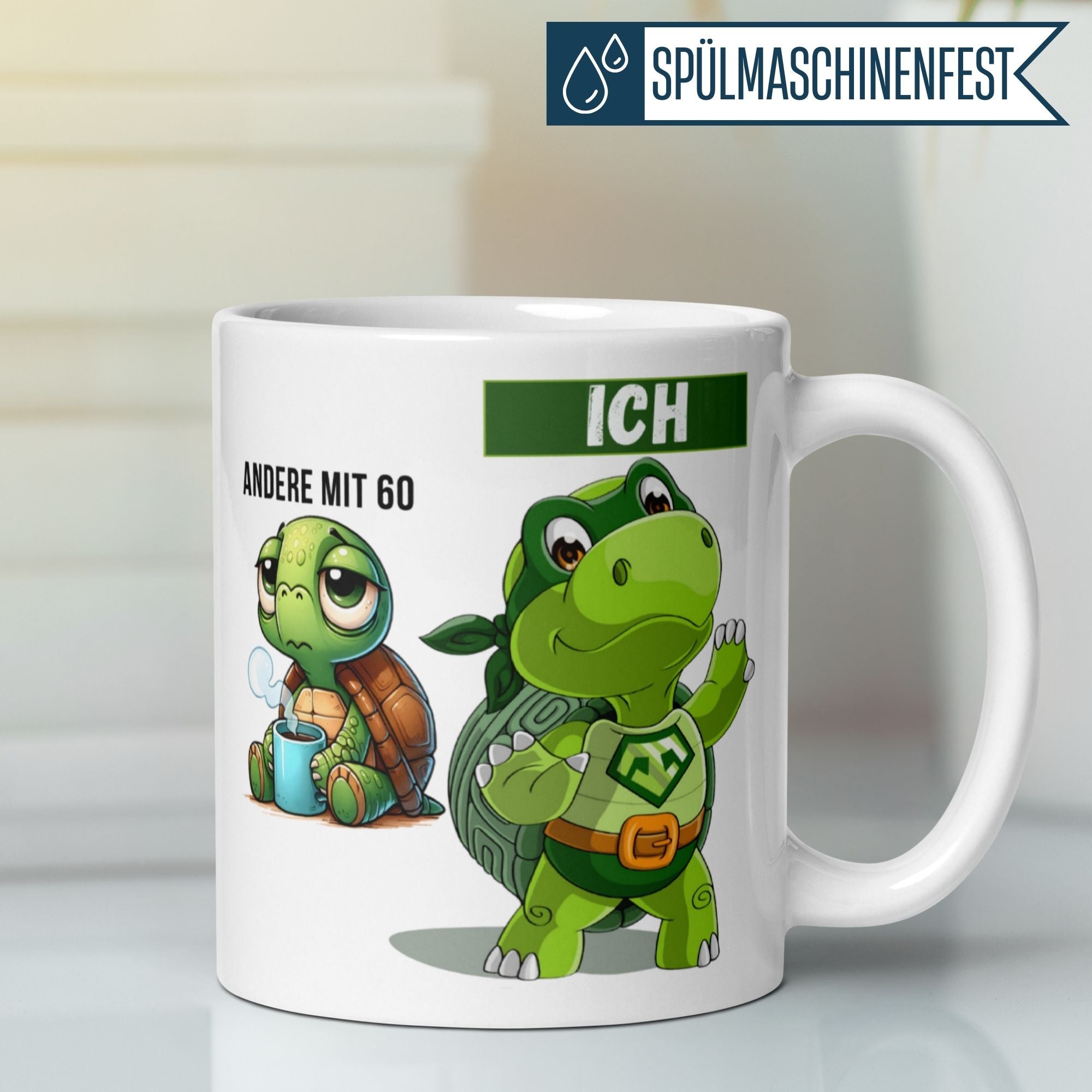 Momentals® Tasse 60. Geburtstag | Schildkröte & Spruch | Andere mit 60 und Ich • Momentals