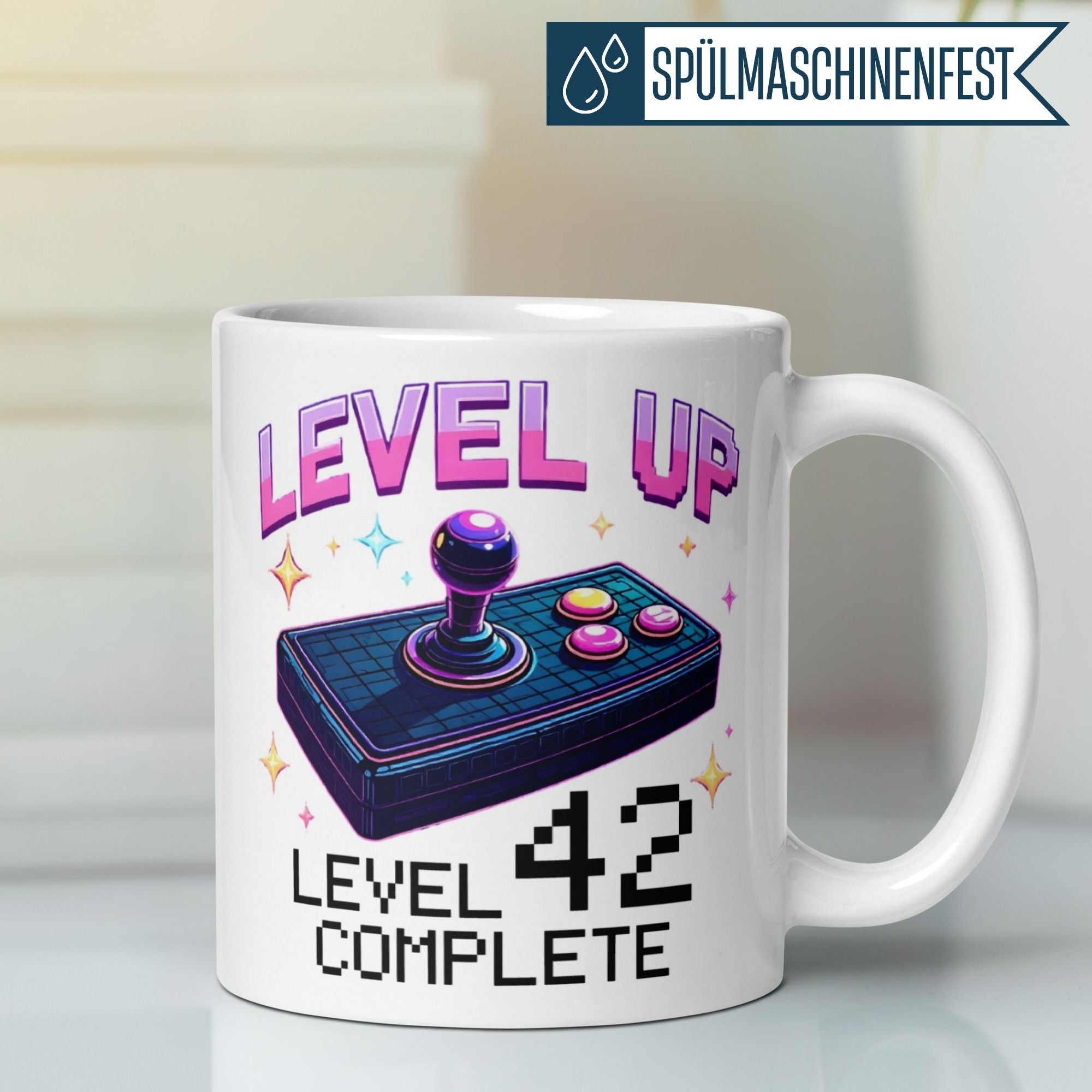 Momentals® Tasse 42. Geburtstag | Gamer & Spruch | Level UP - Level 42 Completed • Momentals