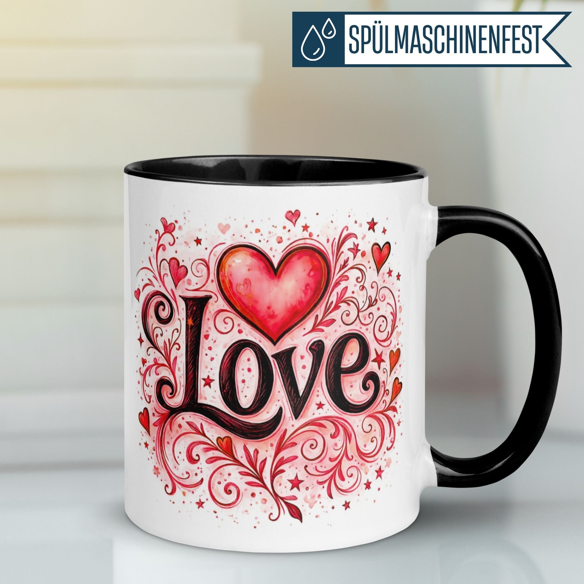 Tasse Liebe – „Ornamental Love“ – Ich liebe Dich Geschenk Partner Jahrestag Valentinstag