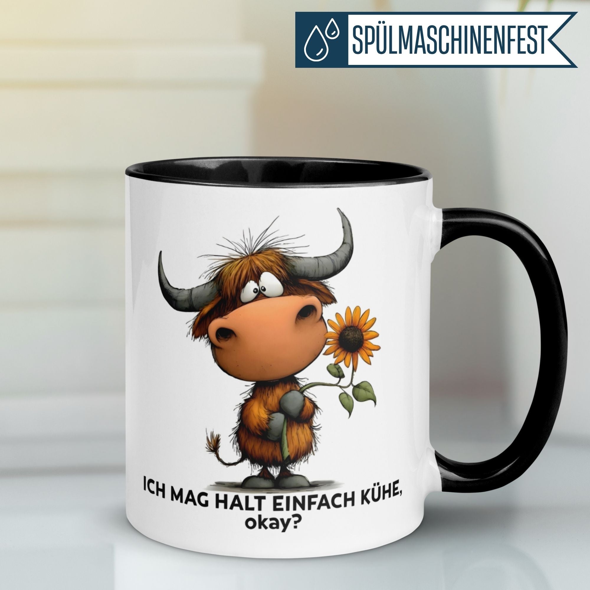 Tasse Kuh – „Ich mag halt einfach Kühe - okay“ – lustiger Geschenk Becher für Landwirt