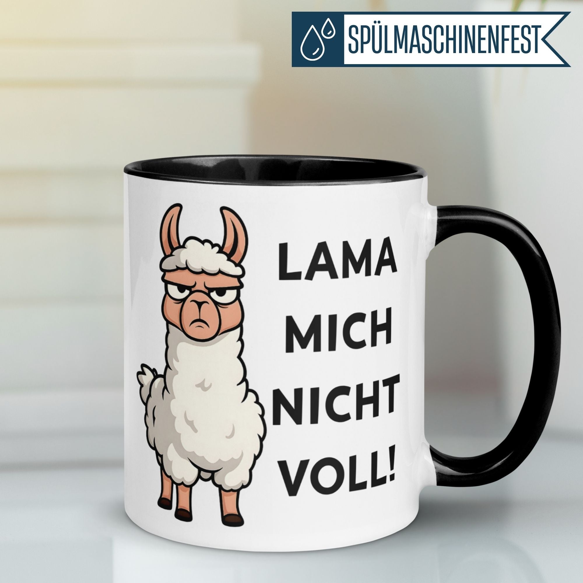 Tasse Lama – „Lama mich nicht voll“ – lustiger Geschenk Becher für Morgenmuffel
