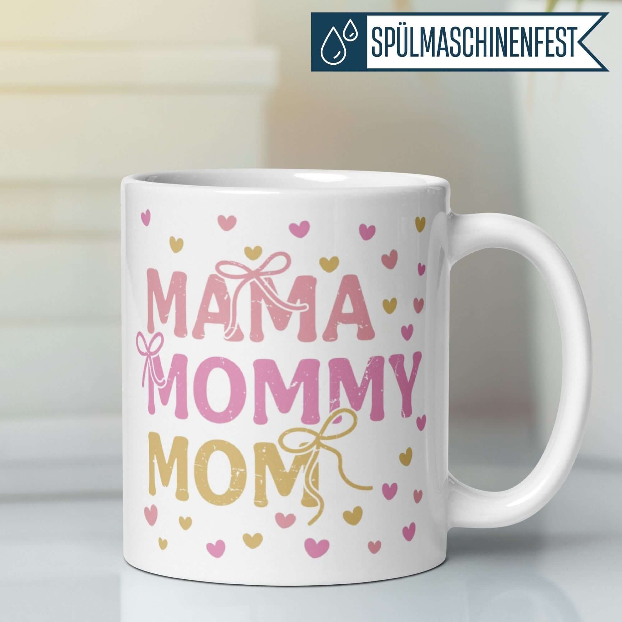 Momentals® Tasse Mama | Herzchen & Schleifen | Mama Mommy Mom in Pastell • Momentals