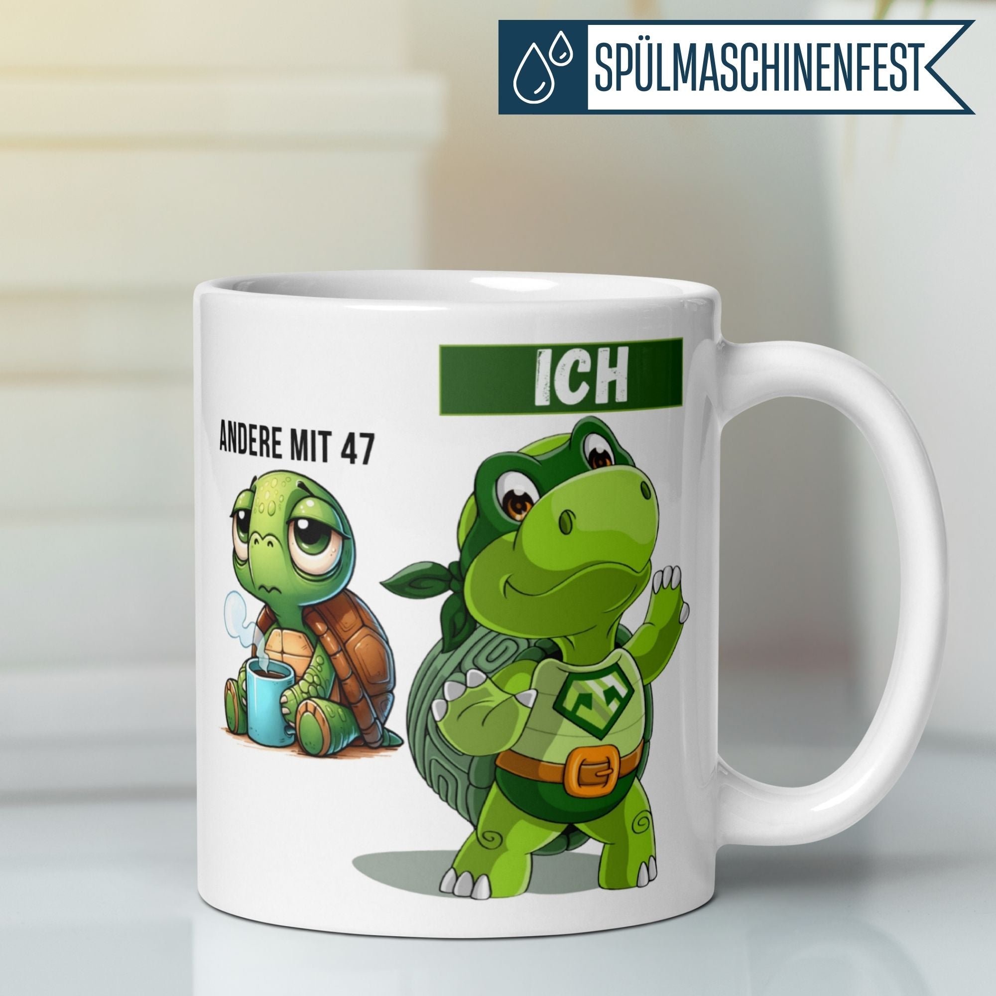 Momentals® Tasse 47. Geburtstag | Schildkröte & Spruch | Andere mit 47 und Ich
