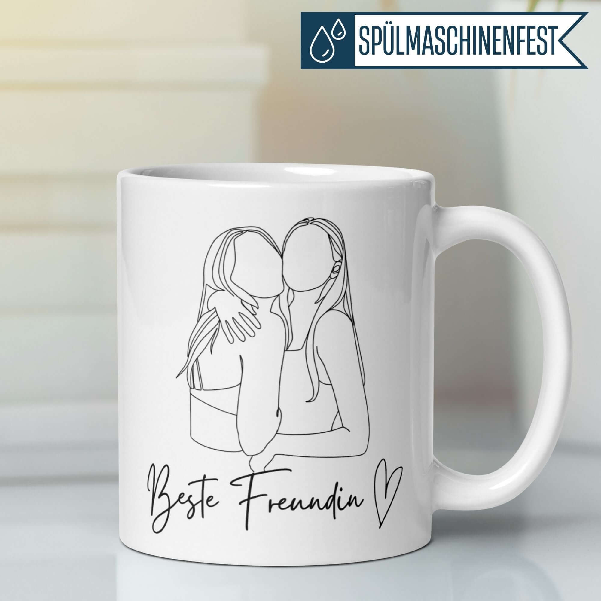 Momentals® Tasse | Freundschaft & Line-Art | Beste Freundin Umarmung • Momentals
